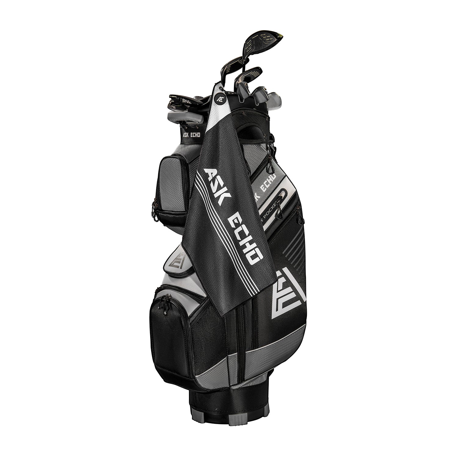 ASK ECHO Waffle Weave Microfiber With Magnetic Golf Cotton Towel / Black