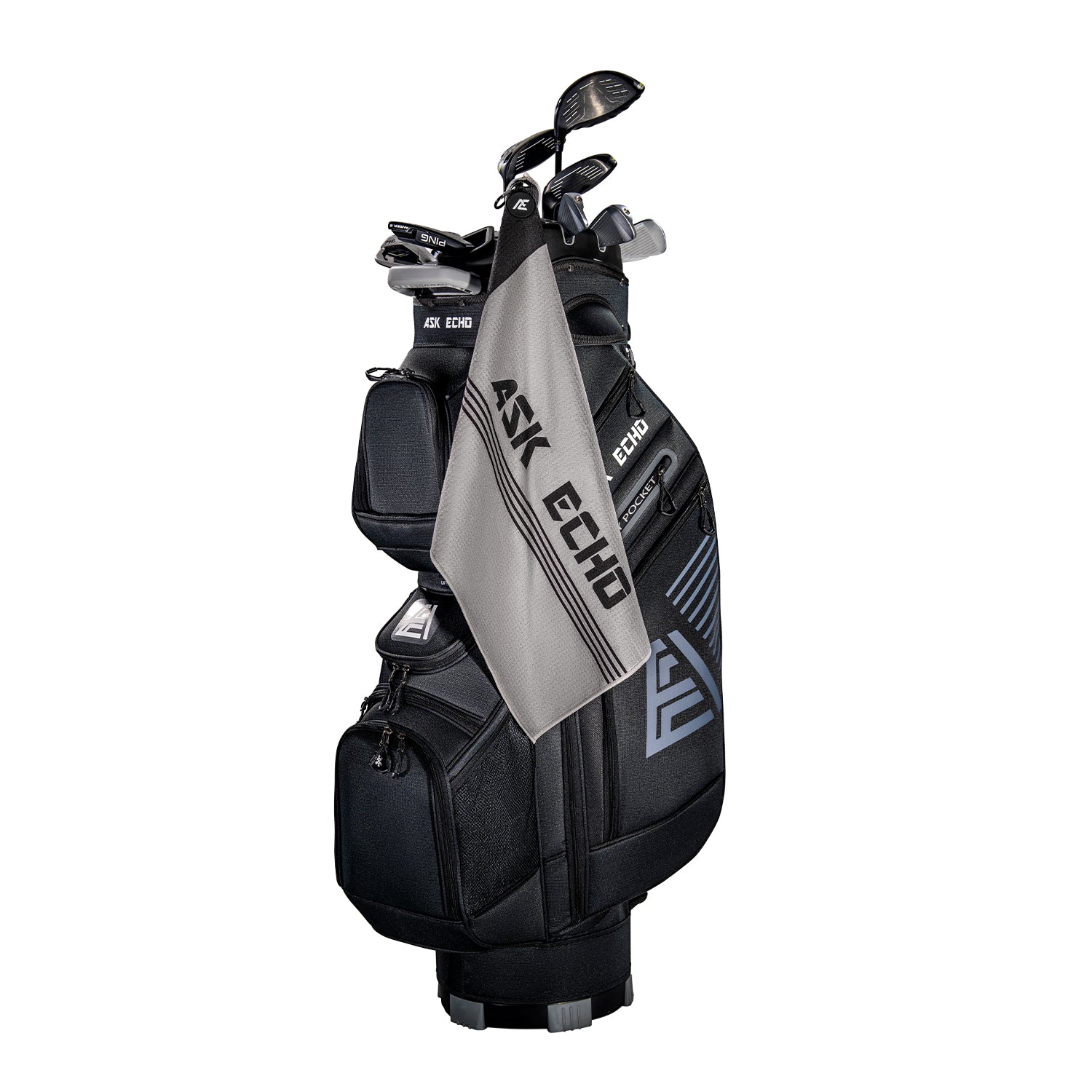 ASK ECHO Waffle Weave Microfiber With Magnetic Golf Cotton Towel / Grey