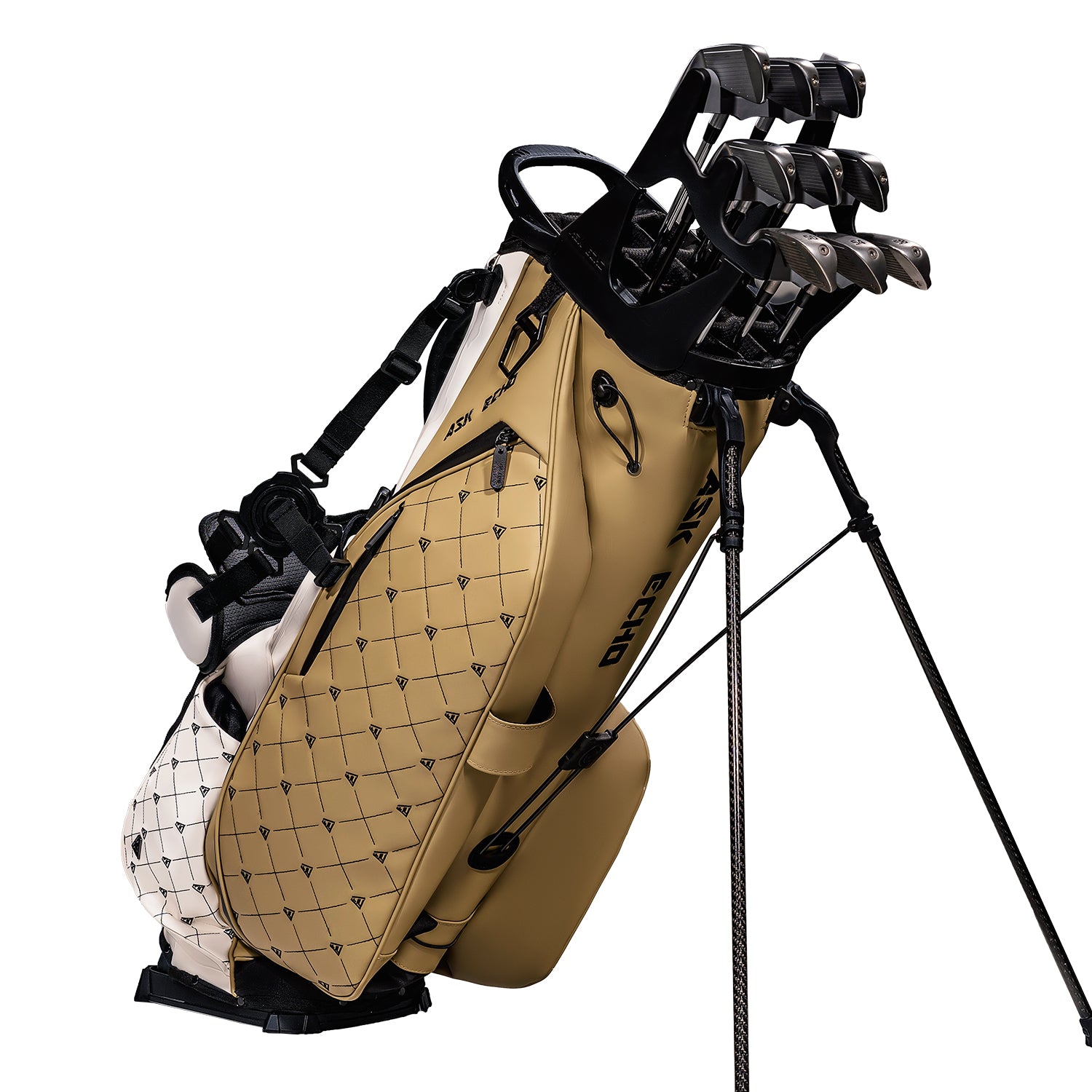 Ask Echo 2025 Prestige-14 Leather Stand Bag and Pendor Lock Club Organizer Bundle / Toasted Almond