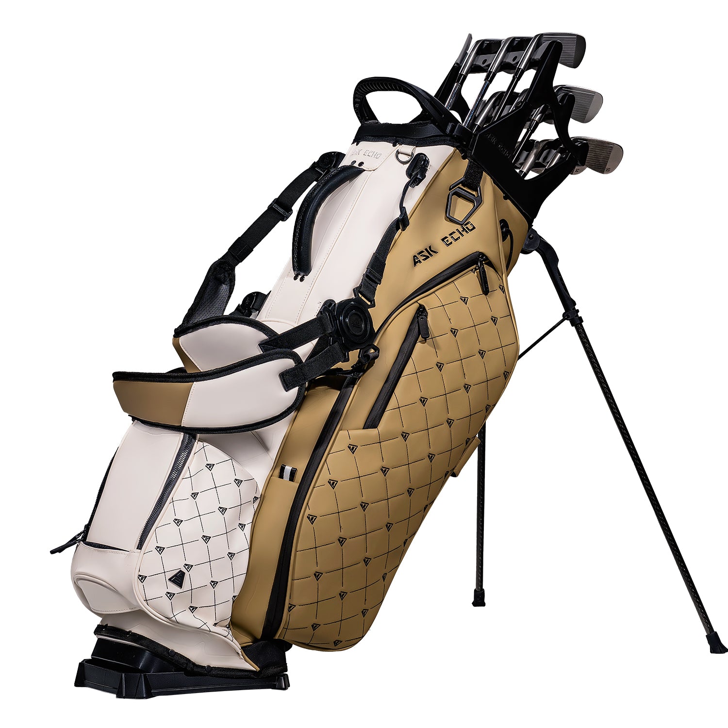 Ask Echo 2025 Prestige-14 Leather Stand Bag and Pendor Lock Club Organizer Bundle / Toasted Almond