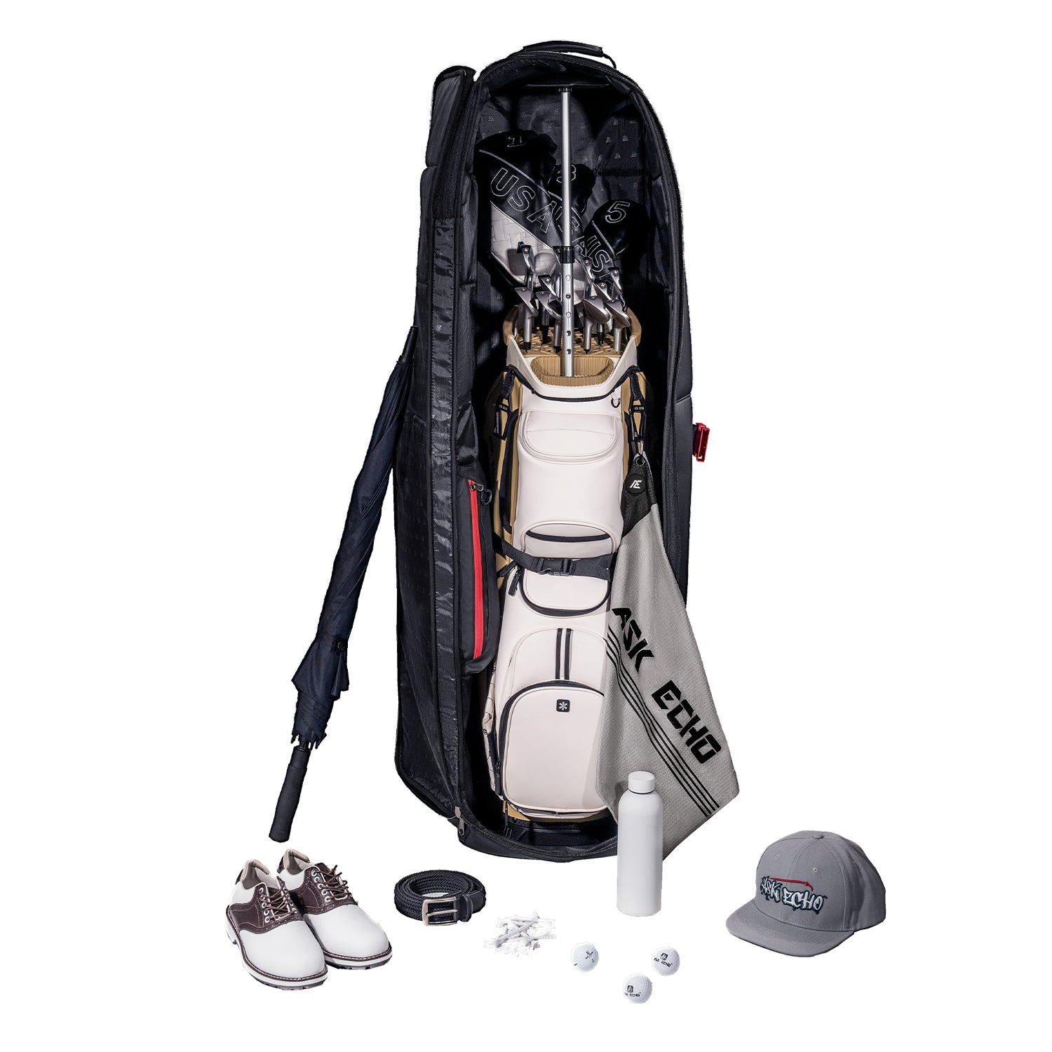 ASK ECHO 2025 LOCKLINK Roller Outdoors Golf Travel Bag Soft-Sided with Wheels / Black