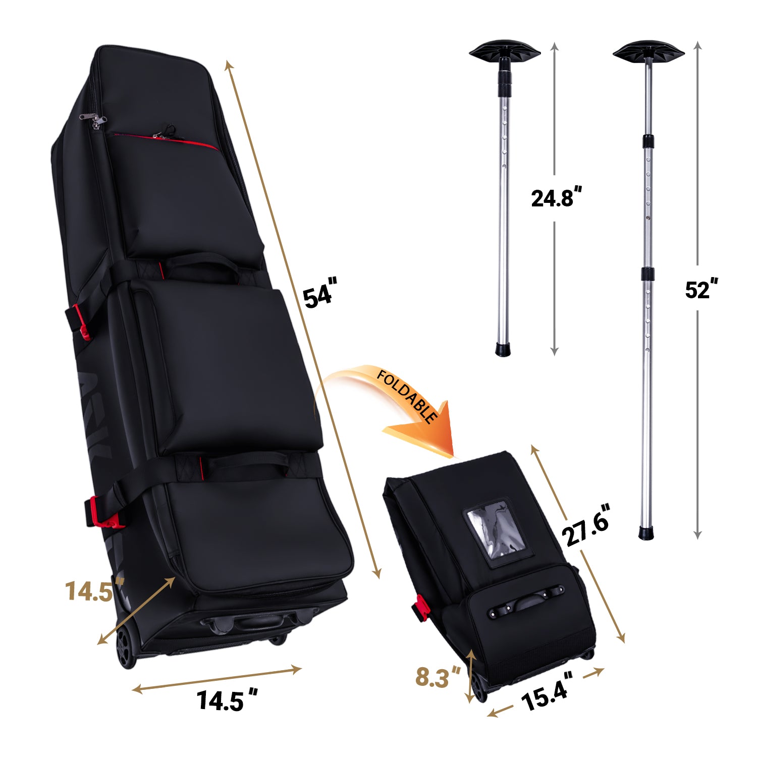 ASK ECHO 2025 LOCKLINK Roller Outdoors Golf Travel Bag Soft-Sided with Wheels / Black