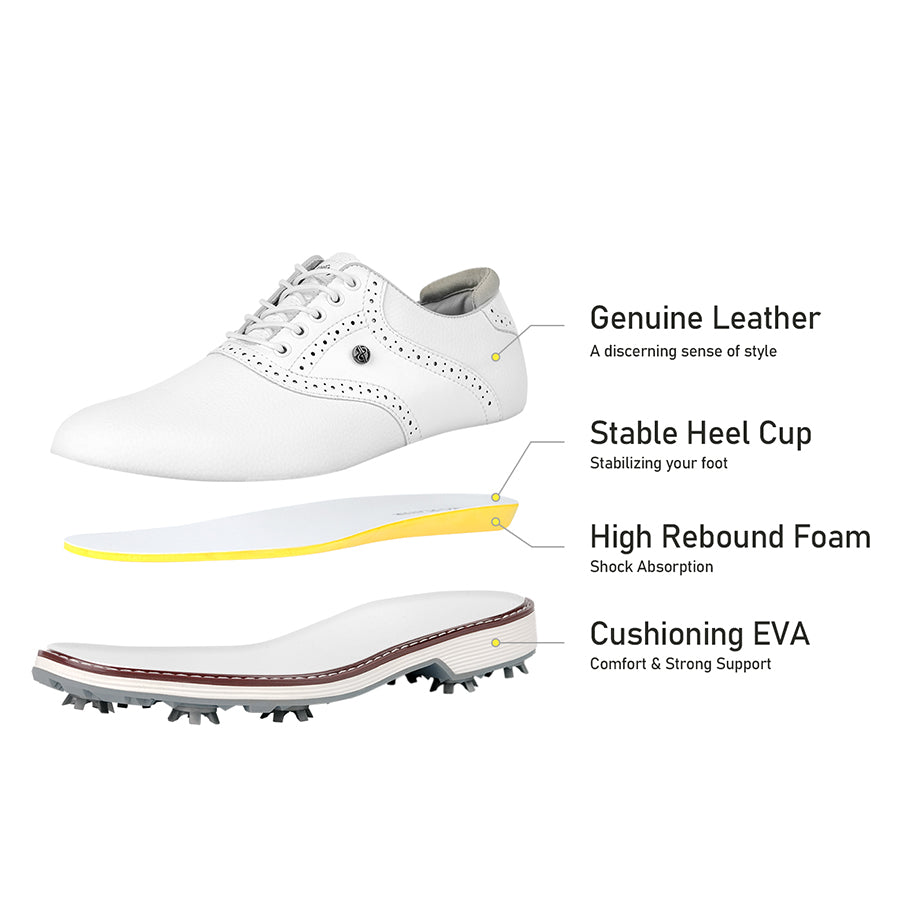 Ask Echo G1 Men's Professional Spikes Golf Shoes / White