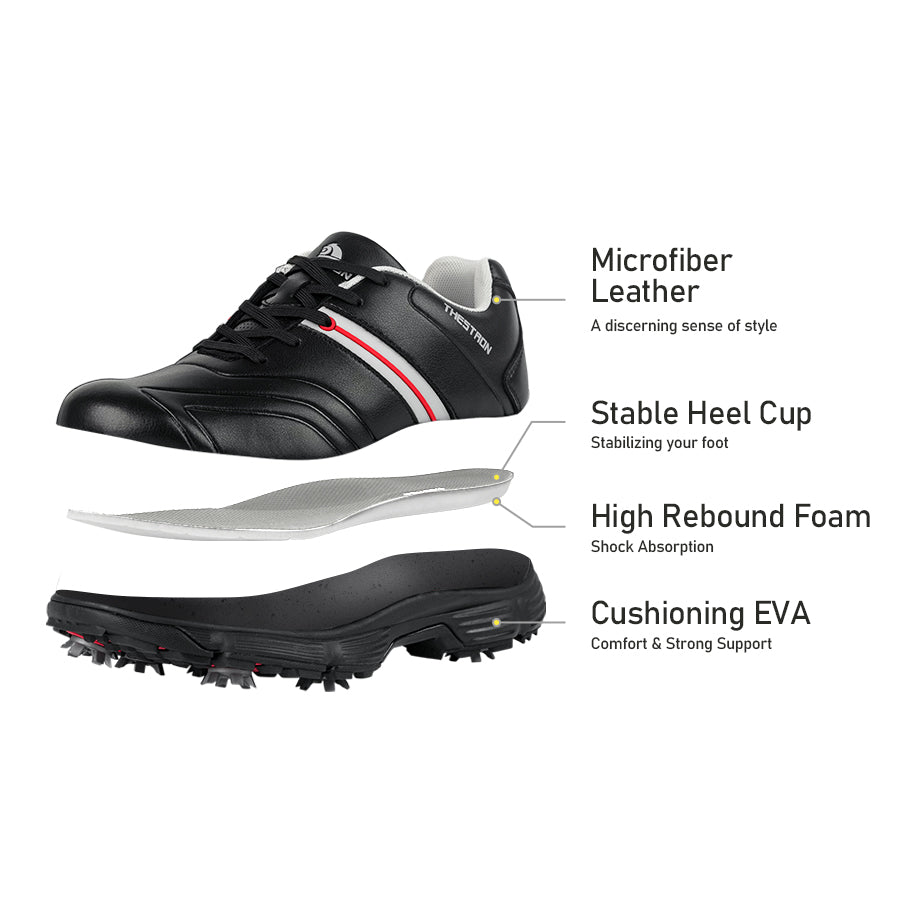 Ask Echo G517 Men's Professional Spikes Golf Shoes / Black
