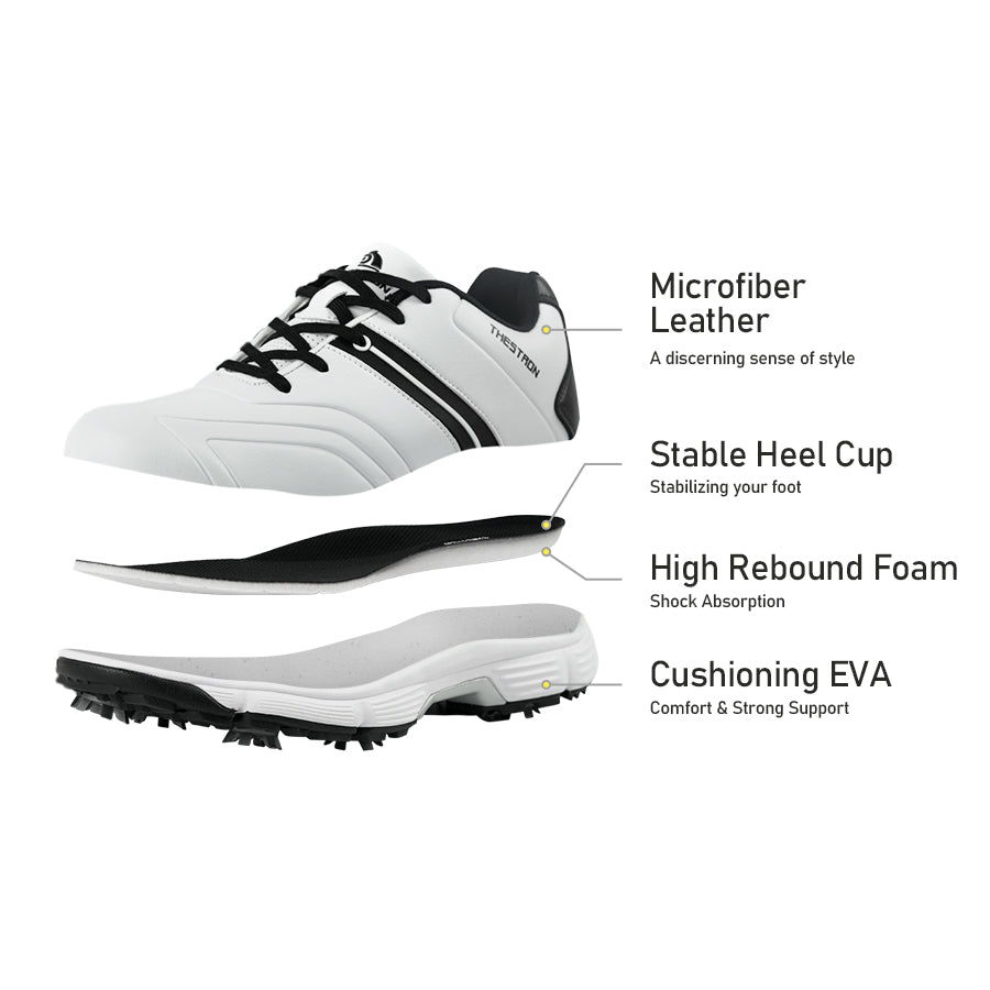 Ask Echo G517 Men's Professional Spikes Golf Shoes / White