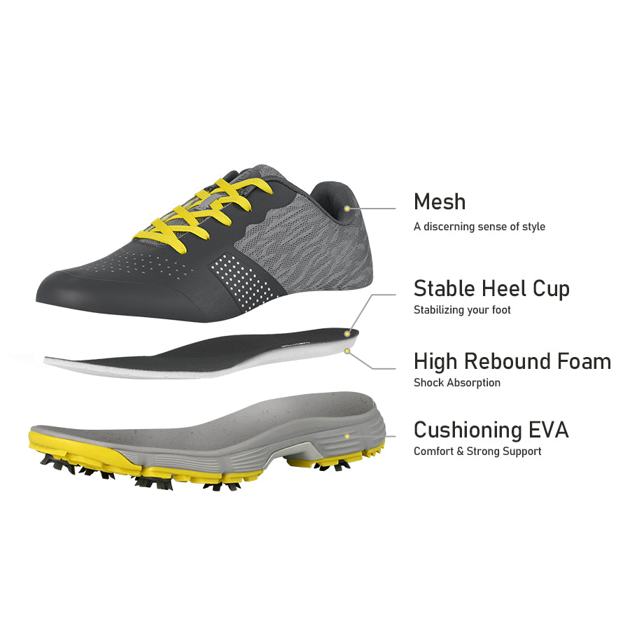 Ask Echo G615 Men's Professional Spikes Golf Shoes / Grey