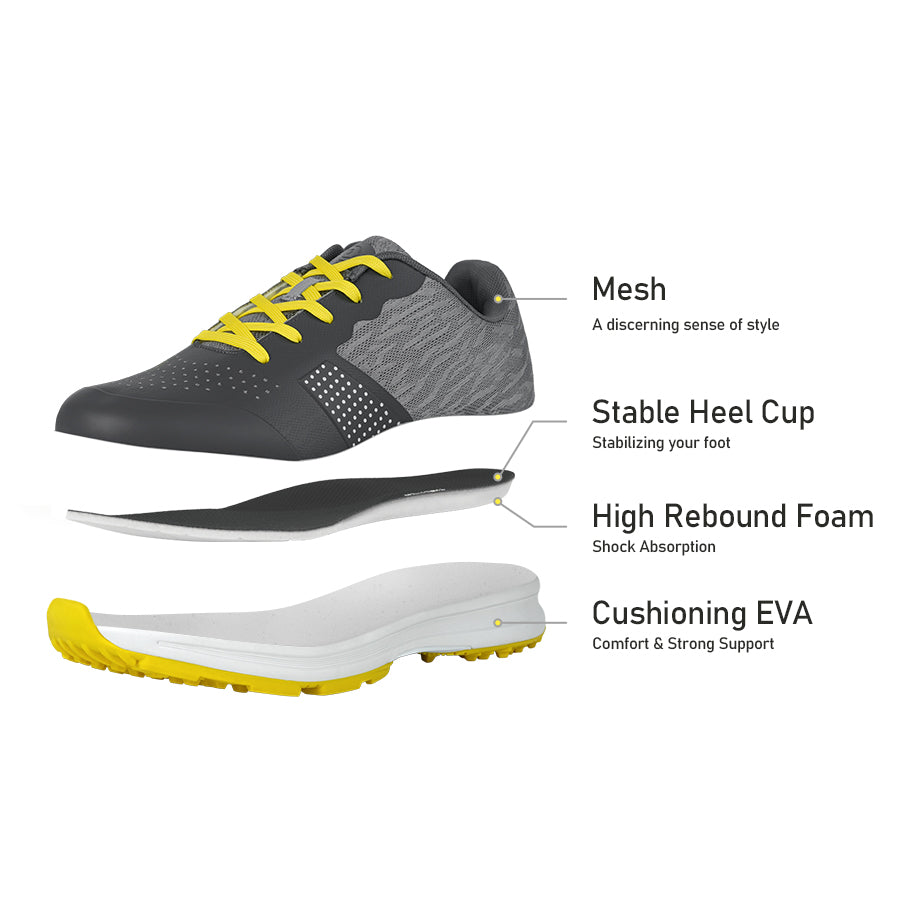 Ask Echo MX515 Men's Breathable Spikeless Golf Shoes / Yellow