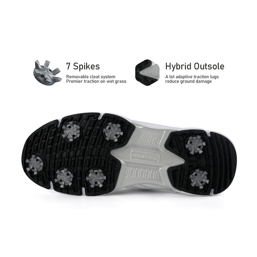 Ask Echo G617 Men's Professional Spikes Golf Shoes / White-Black