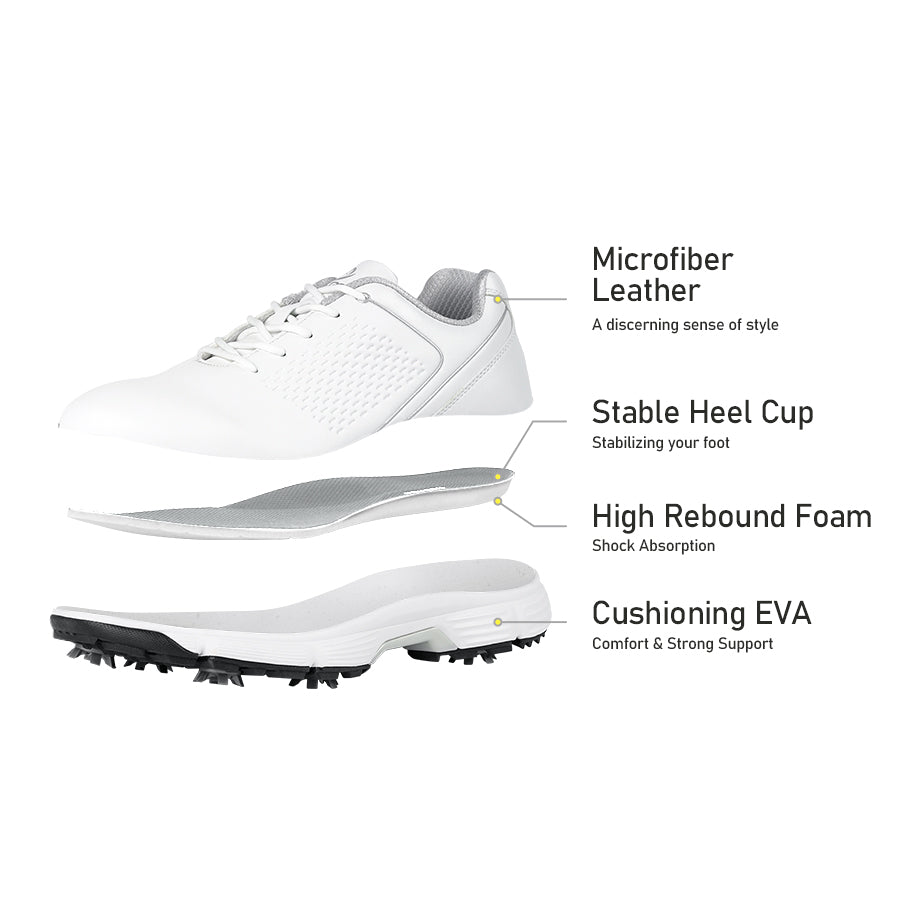 Ask Echo G617 Men's Professional Spikes Golf Shoes / White