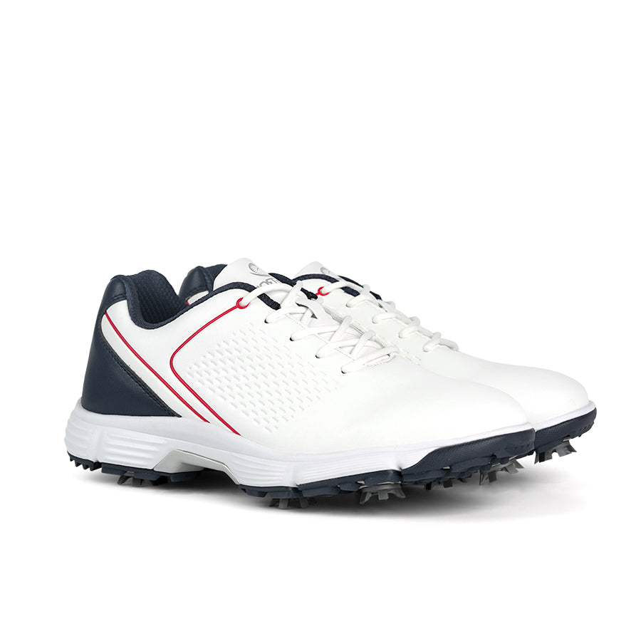 Ask Echo G617 Men's Professional Spikes Golf Shoes / White-Blue