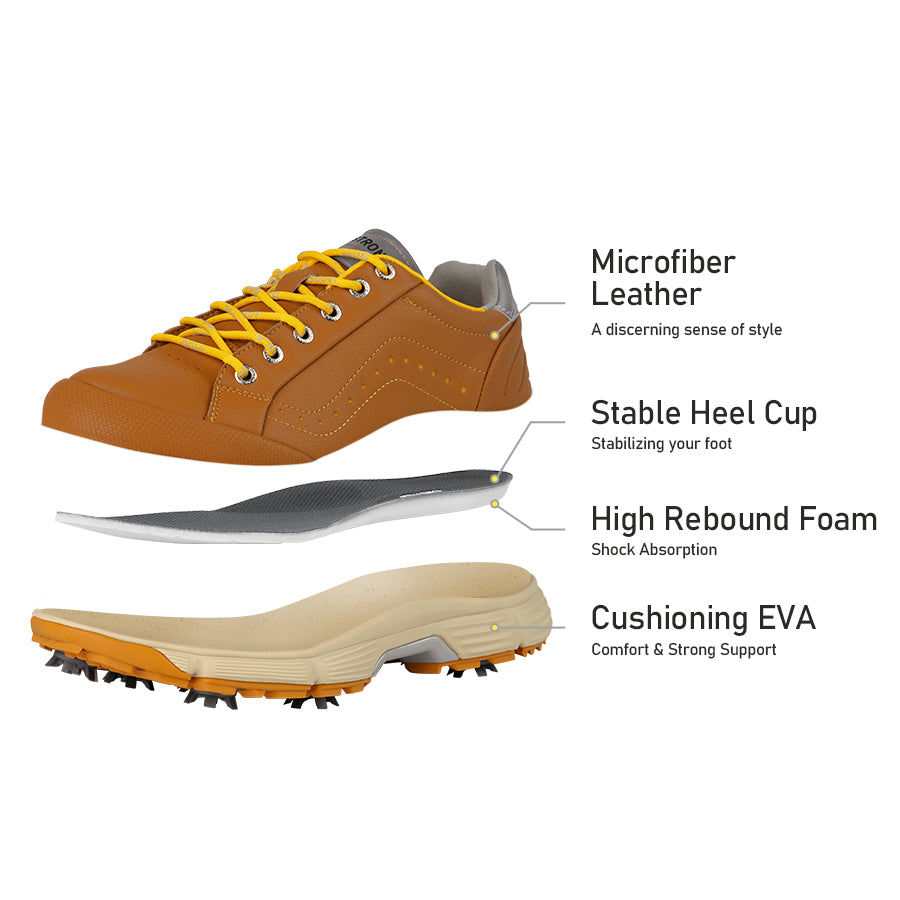 Ask Echo G716 Men's Professional Spikes Golf Shoes / Brown