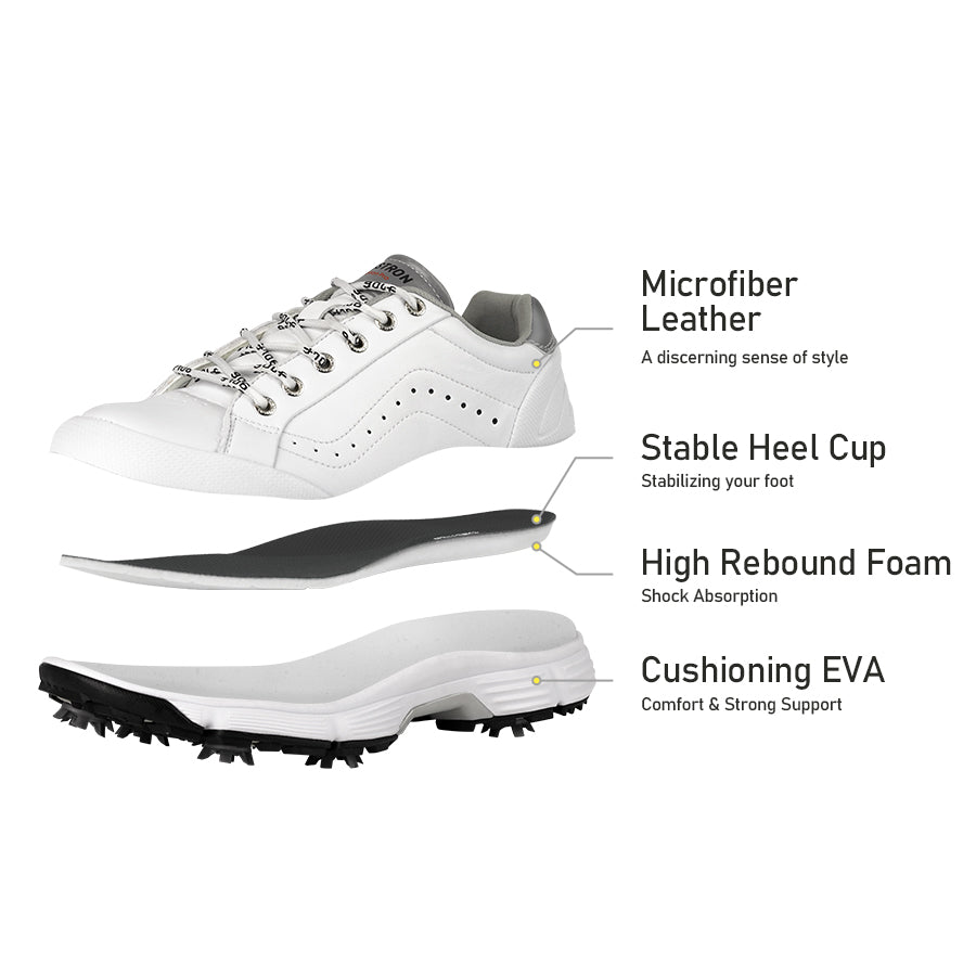Ask Echo G716 Men's Professional Spikes Golf Shoes / White
