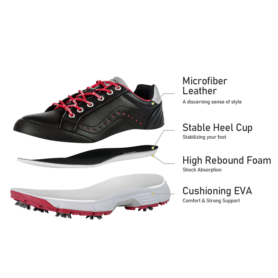 Ask Echo G716 Men's Professional Spikes Golf Shoes / Black