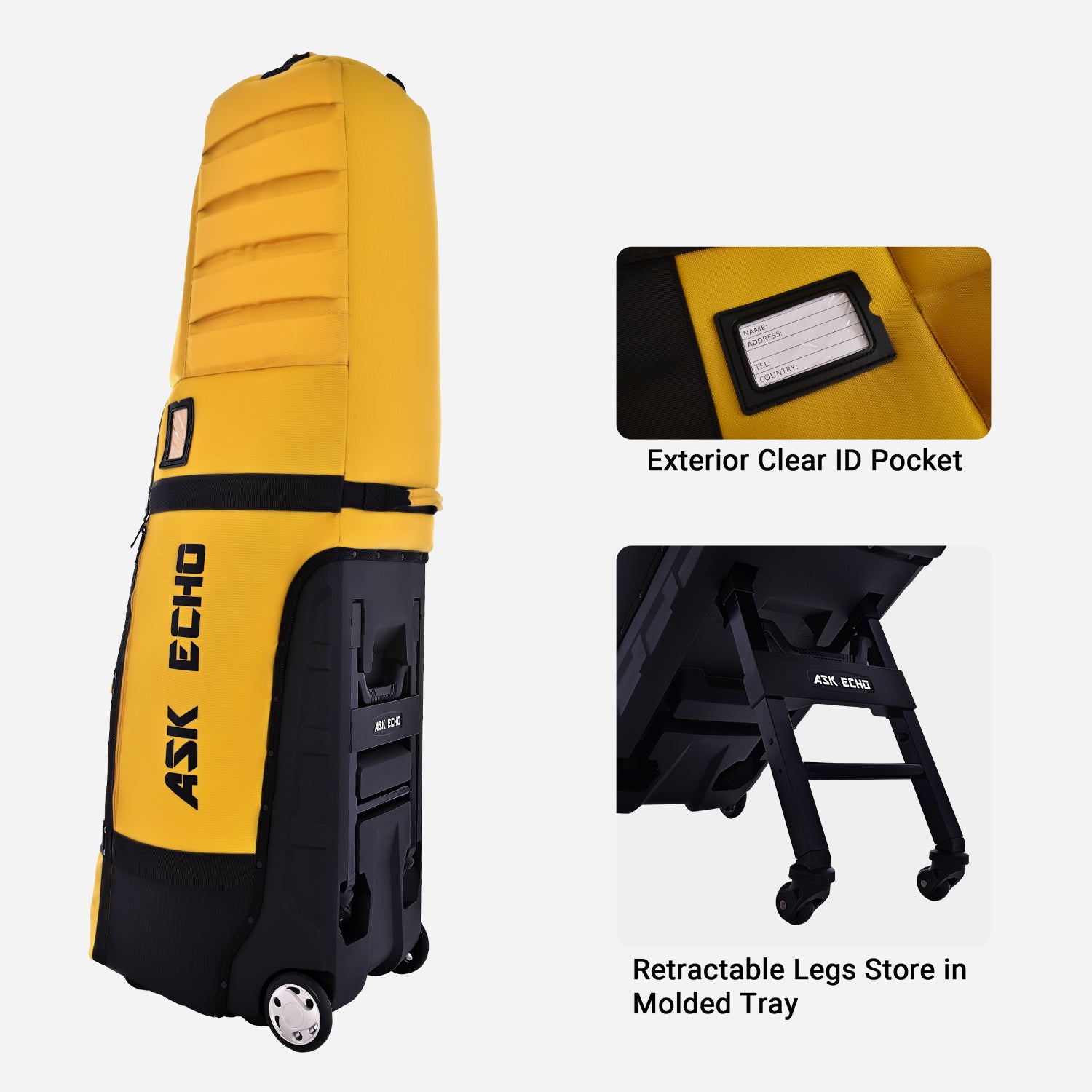 Ask Echo 2026 Locklink StableRoller Golf Travel Bag / Yellow