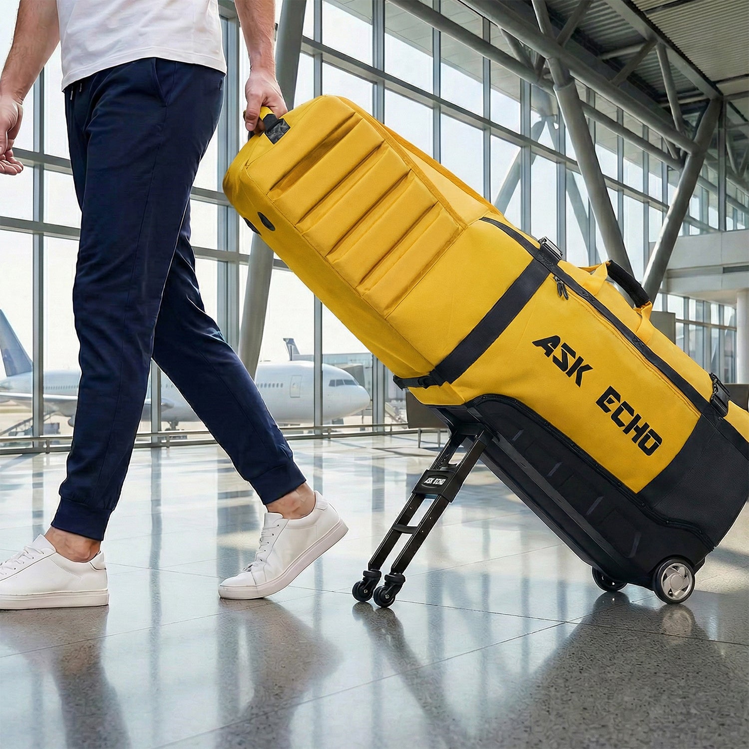 Ask Echo 2026 Locklink StableRoller Golf Travel Bag / Yellow