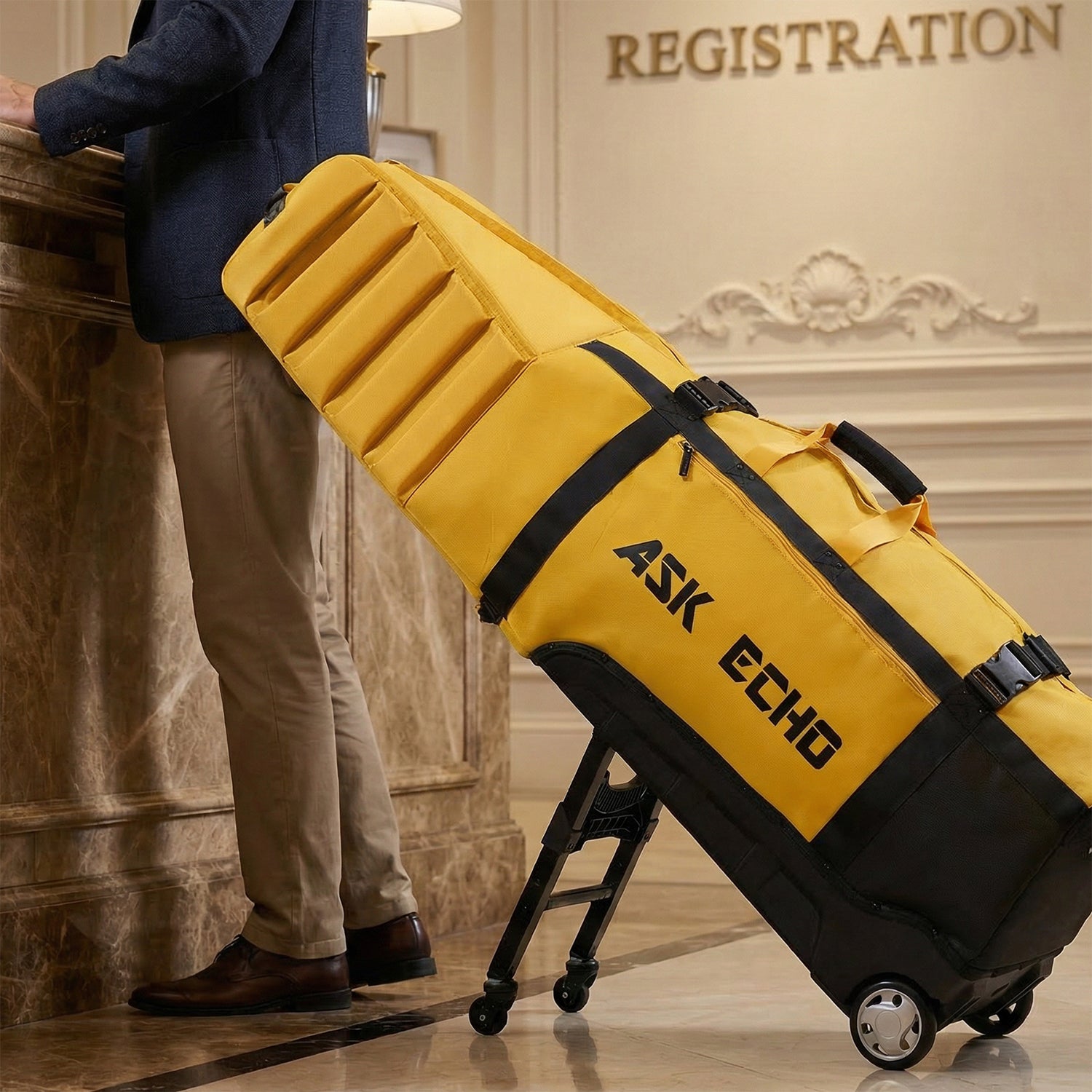 Ask Echo 2026 Locklink StableRoller Golf Travel Bag / Yellow