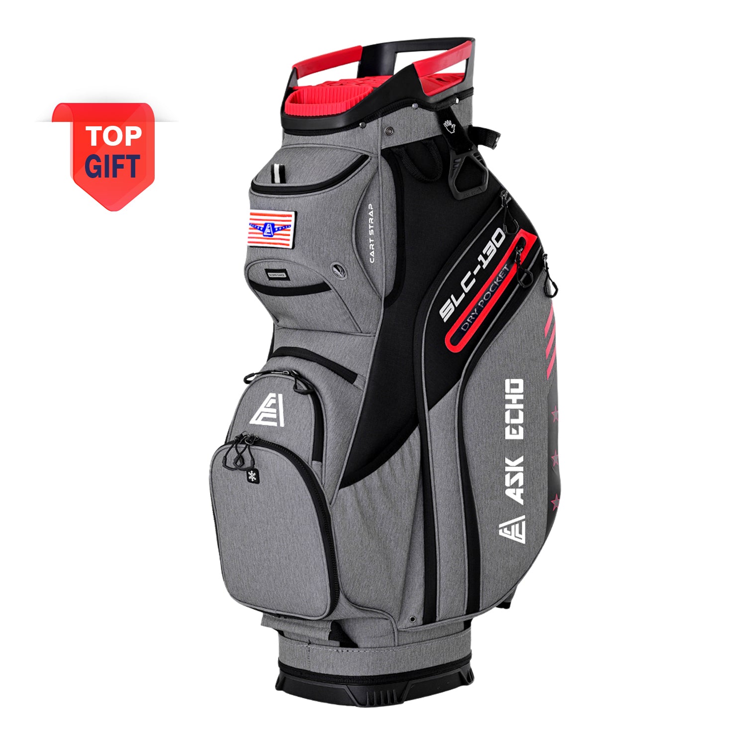 Ask Echo 2024 SLC-130 15 Dividers Grip Locking Bottom Golf Quiet Cart Bag / Grey
