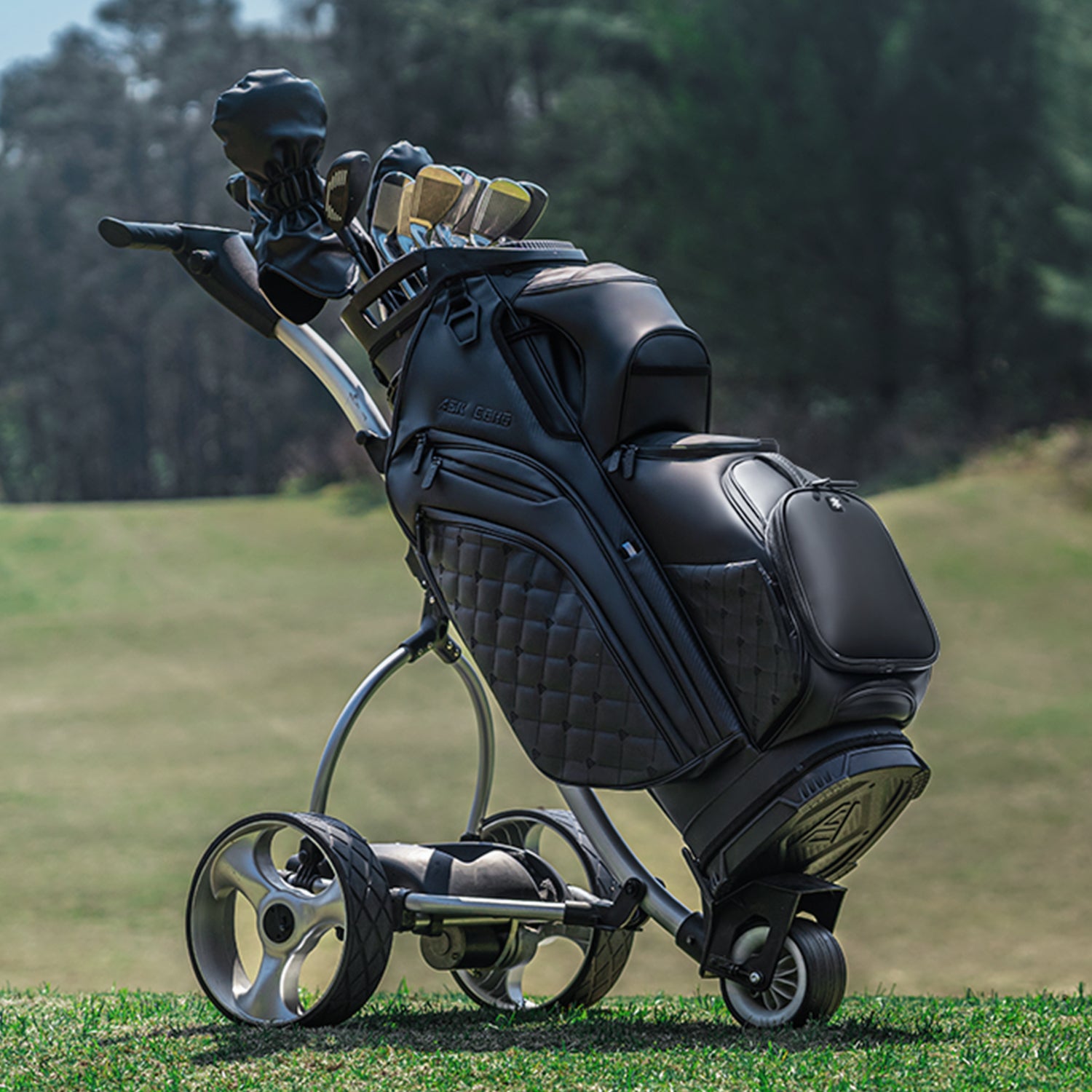 Ask Echo 2025 SLC-130LE Luxury 15 Way Full Length Dividers Golf Quiet Synthetic Leather Cart Bag / Black