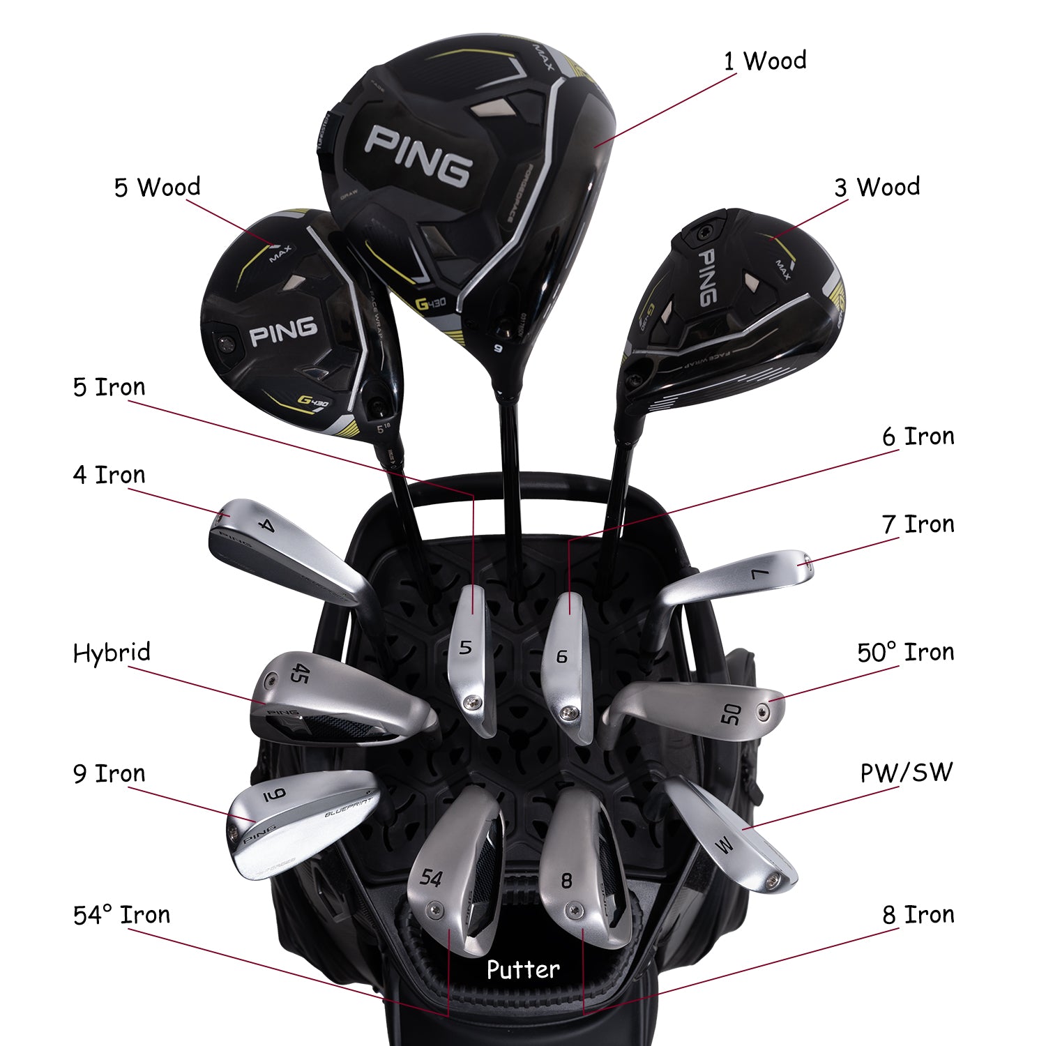 Ask Echo SLC-130LE Luxury 15 Way Full Length Dividers Golf Quiet Synthetic Leather Cart Bag / Black