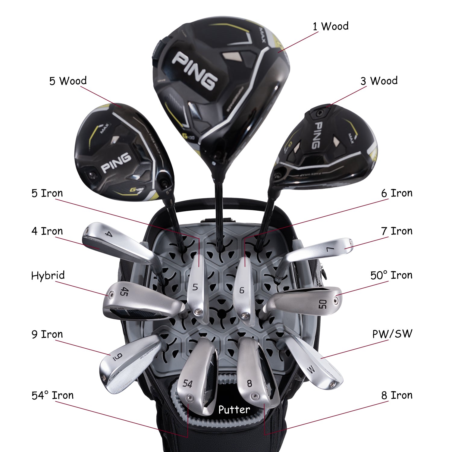 Ask Echo SLC-130 15 Dividers Grip Locking Bottom Golf Quiet Cart Bag / Black