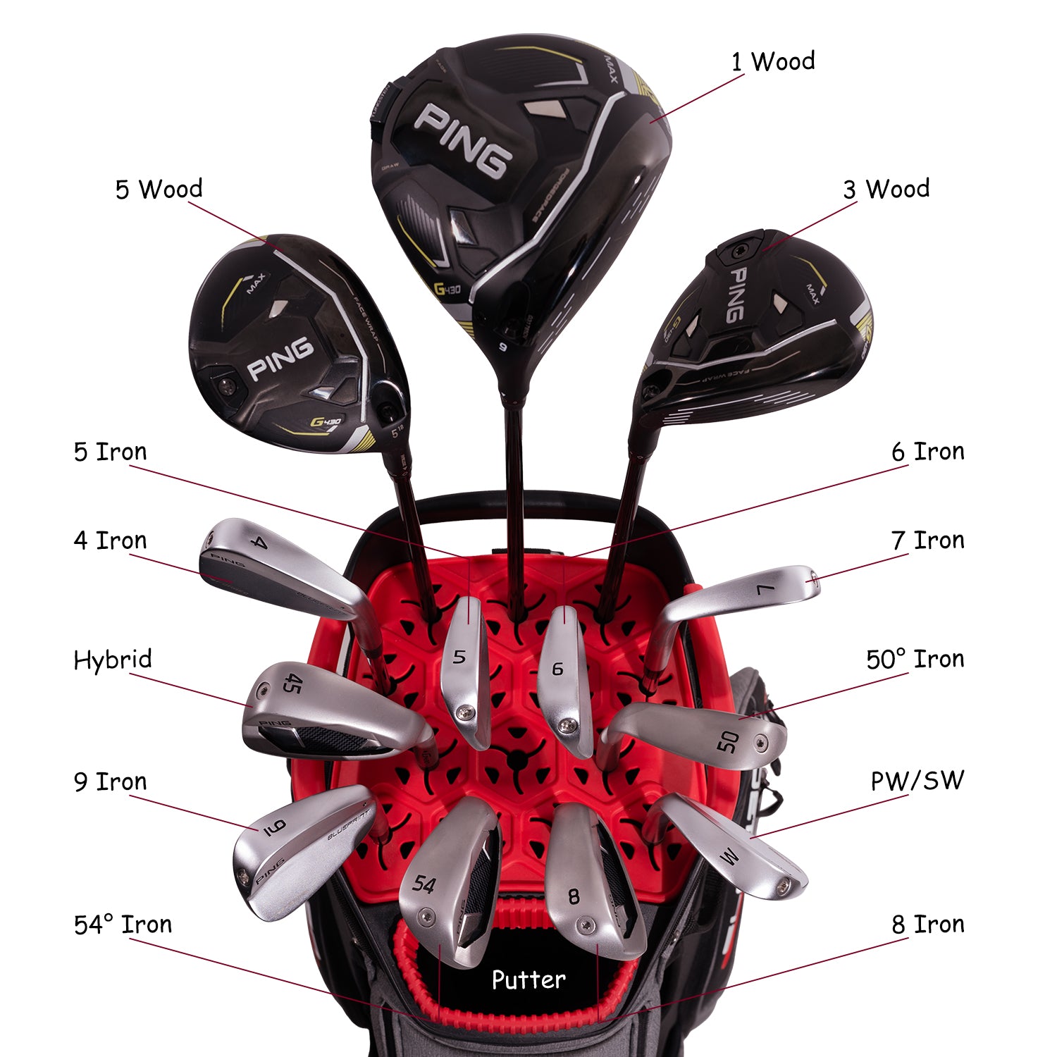 Ask Echo 2024 SLC-130 15 Way Full Length Dividers Golf Quiet Cart Bag / Grey
