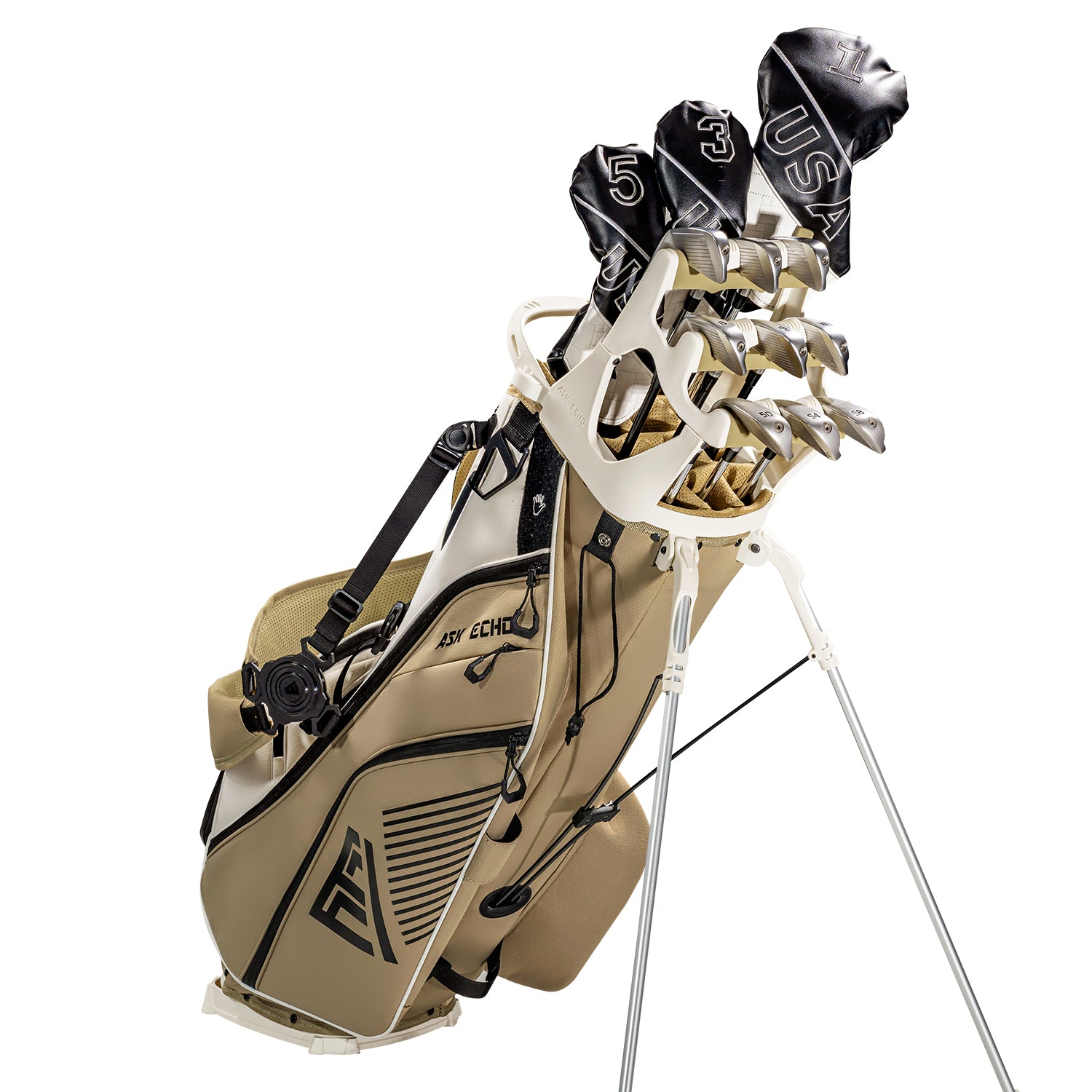 ST-14 Hybrid Stand Bag and Pendor Lock Club Organizer Bundle / Toasted Almond