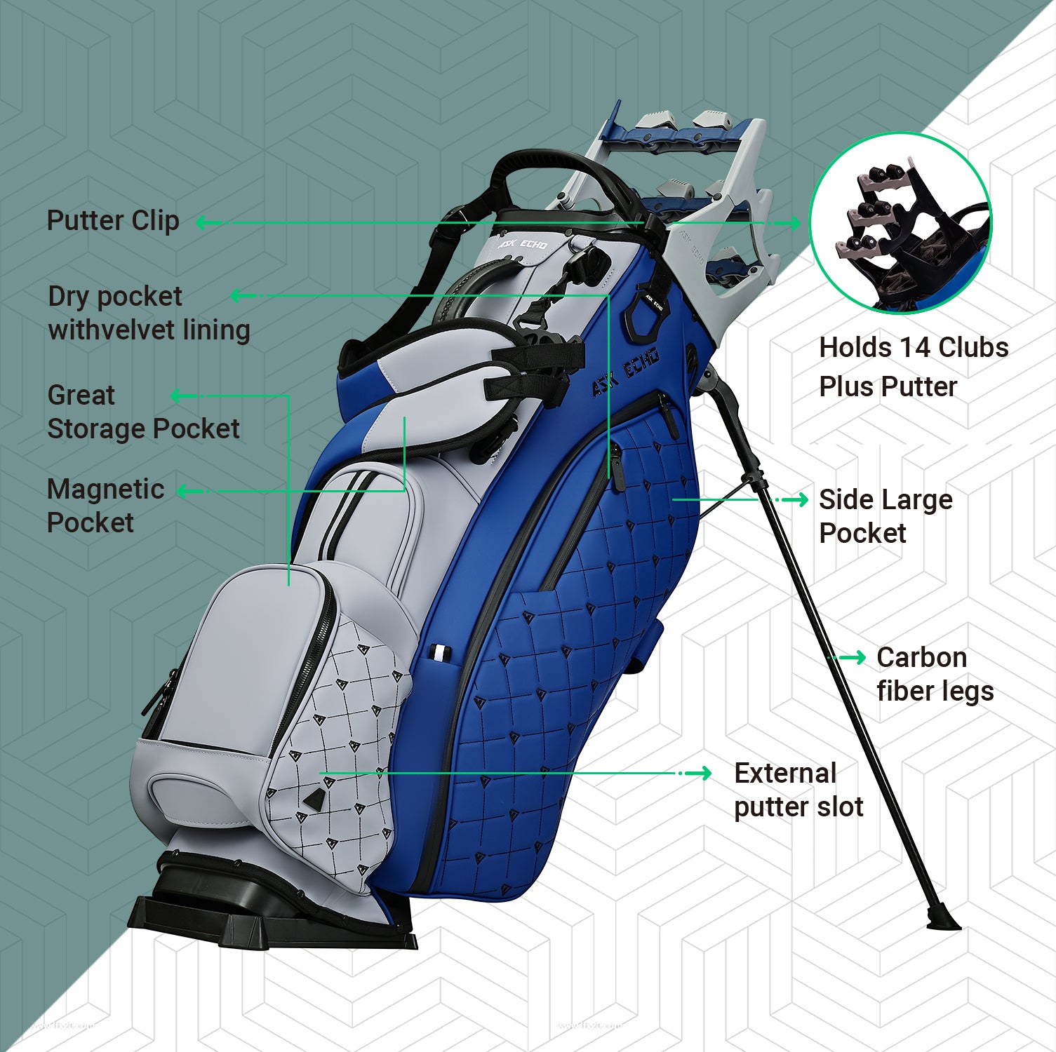 Ask Echo T-LOCK Pro Hybrid Stand Bag / Navy