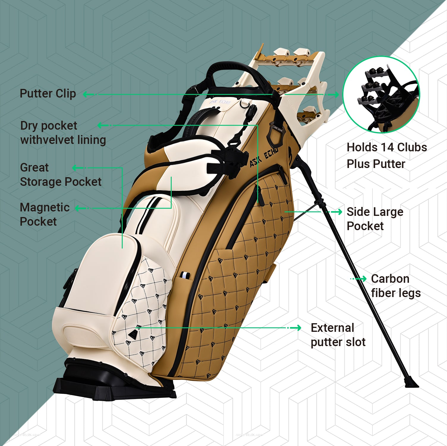 Ask Echo T-LOCK Pro Hybrid Stand Bag / Toasted Almond
