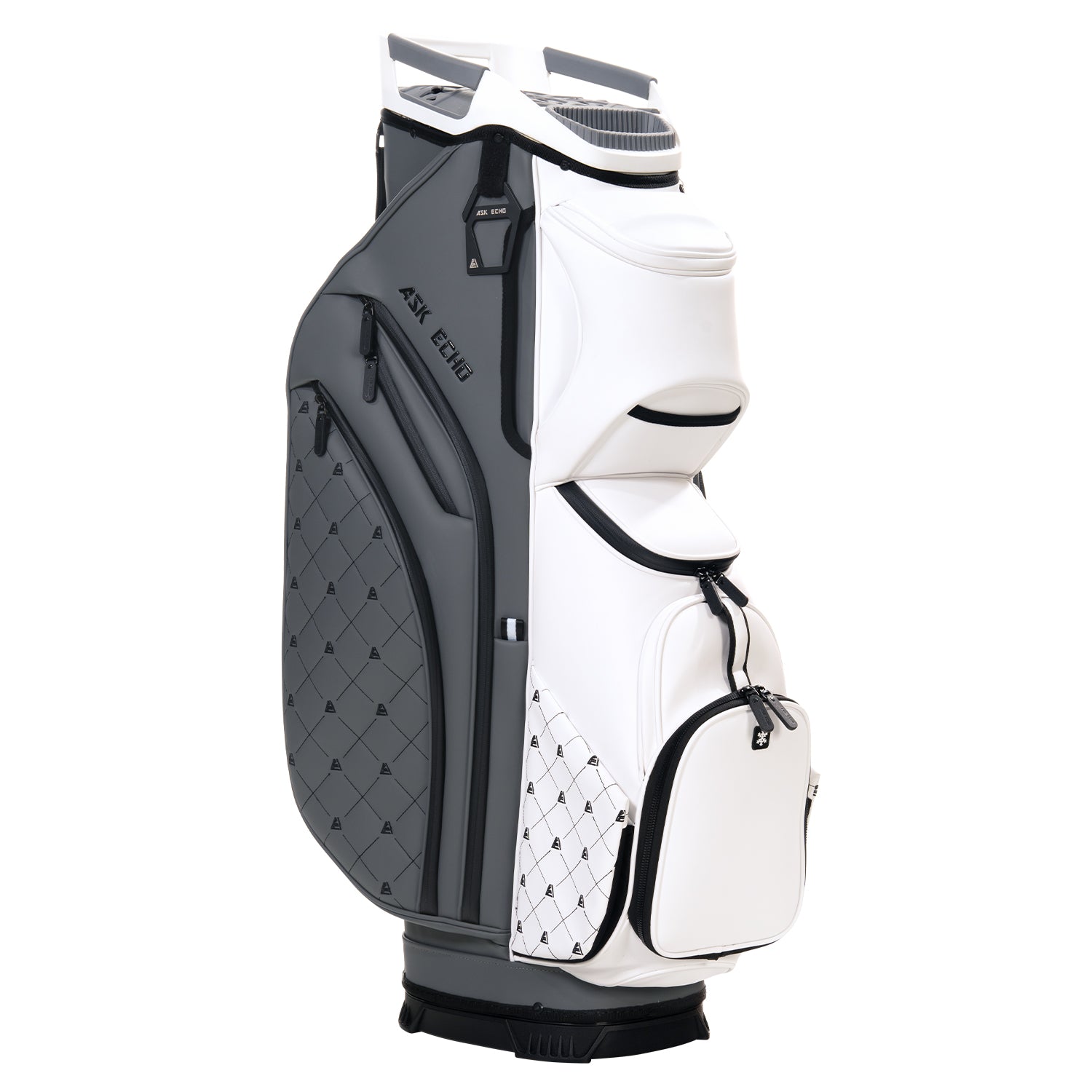 Ask Echo SLC-130LE Luxury 15 Way Full Length Dividers Golf Quiet Synthetic Leather Cart Bag / GreyWhite
