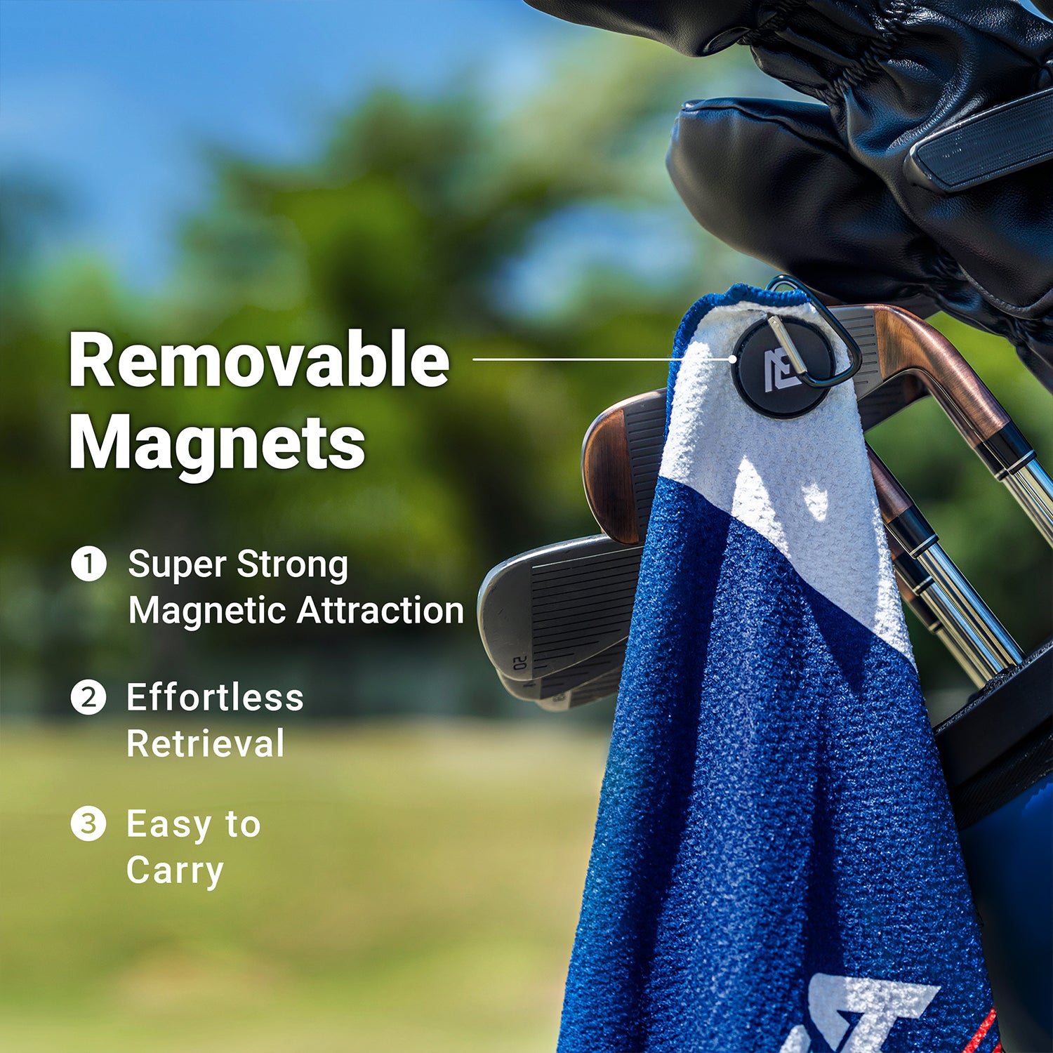ASK ECHO Waffle Weave Microfiber With Magnetic Golf Cotton Towel / Navy