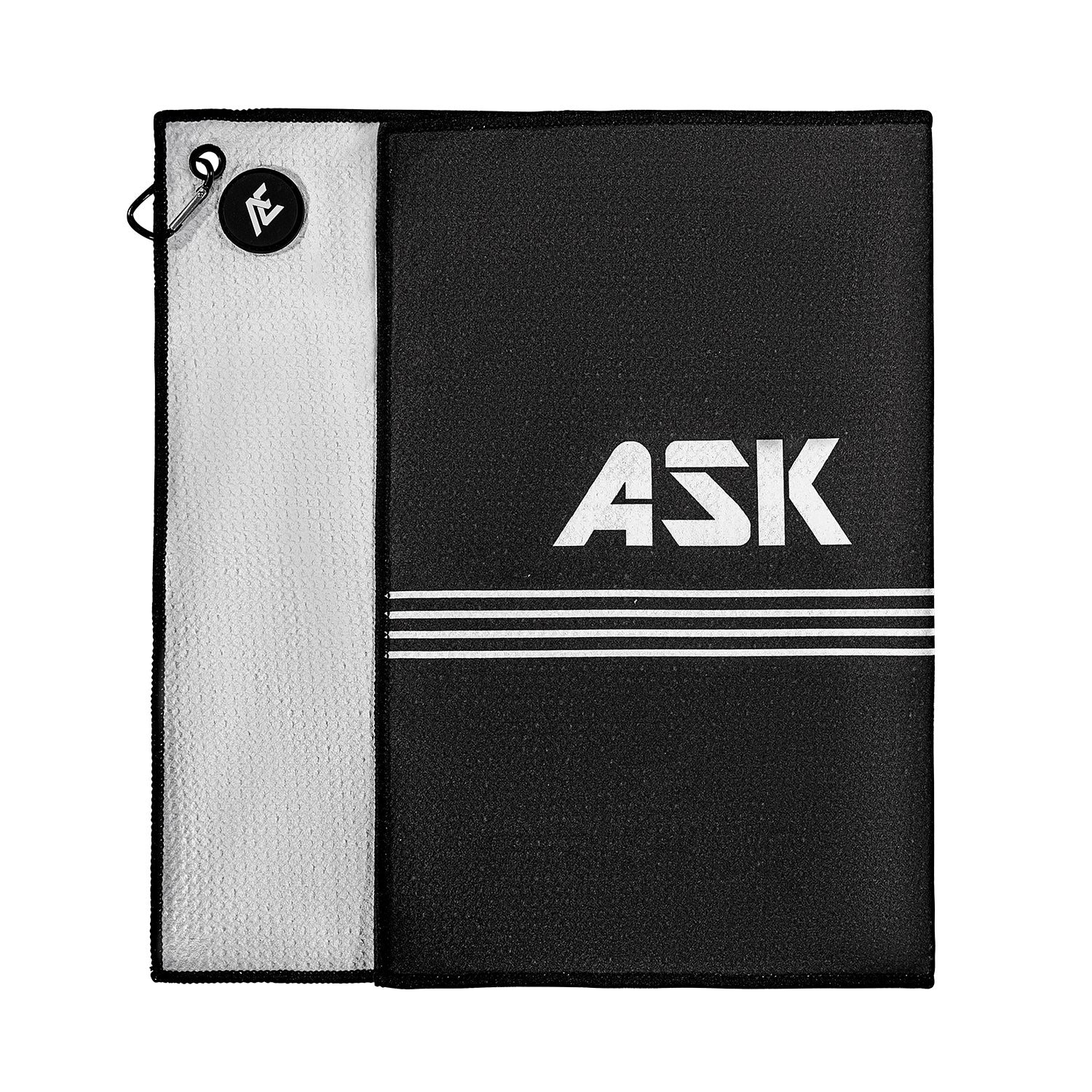 ASK ECHO Waffle Weave Microfiber With Magnetic Golf Cotton Towel / Black