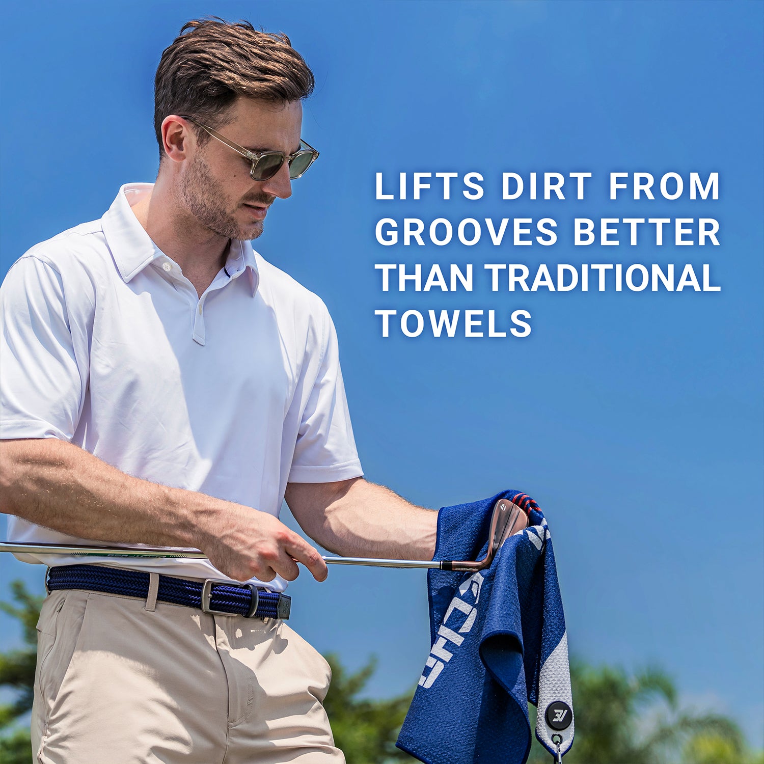 ASK ECHO Waffle Weave Microfiber With Magnetic Golf Cotton Towel / Navy