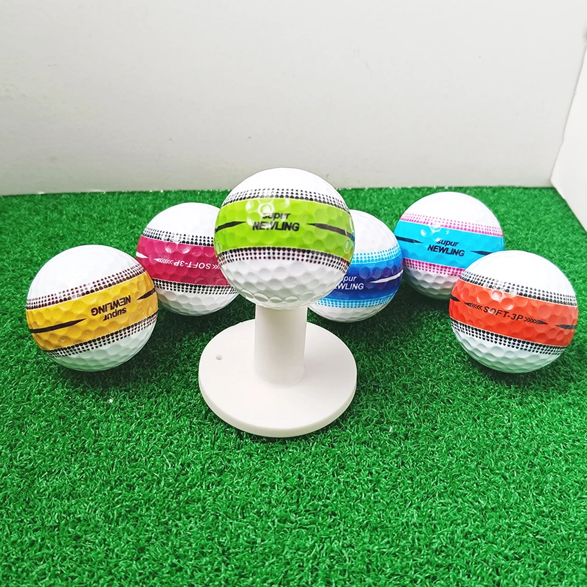 6PCS Golf Ball Three Layer PU Putter Golf Ball, 360° Precision Stable Shooting Line