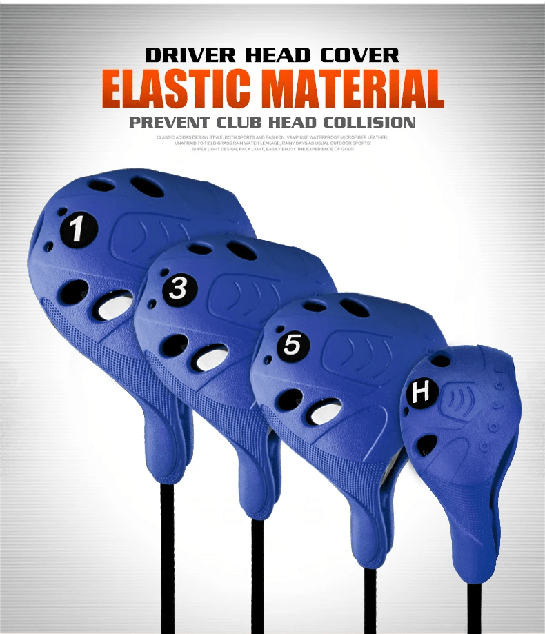 TPE Elastic Material Golf Club Short Head Cover 1/3/5/UT Full Set Perfect Fit For T-Lock Golf Bag