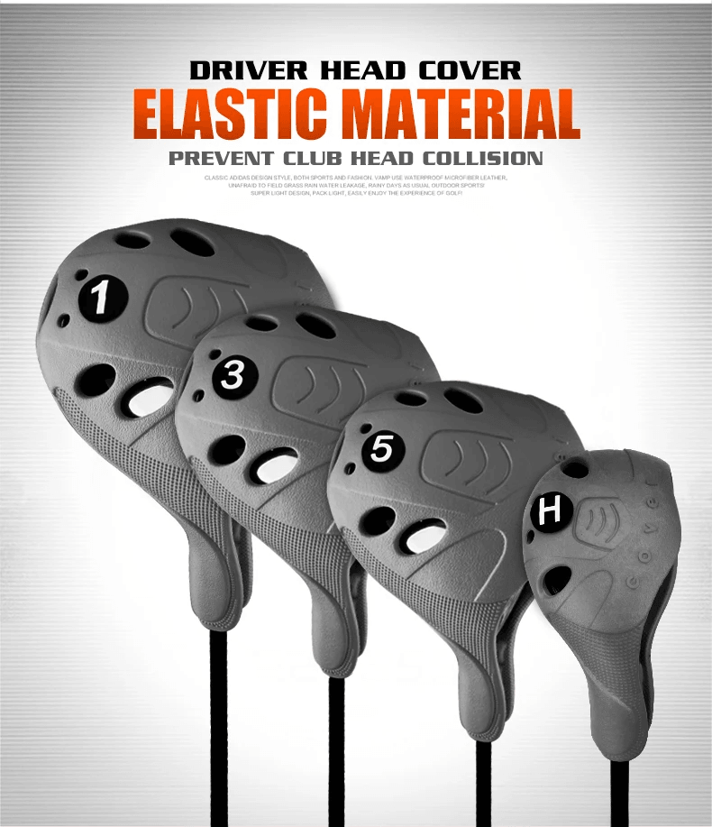 TPE Elastic Material Golf Club Short Head Cover 1/3/5/UT Full Set Perfect Fit For T-Lock Golf Bag