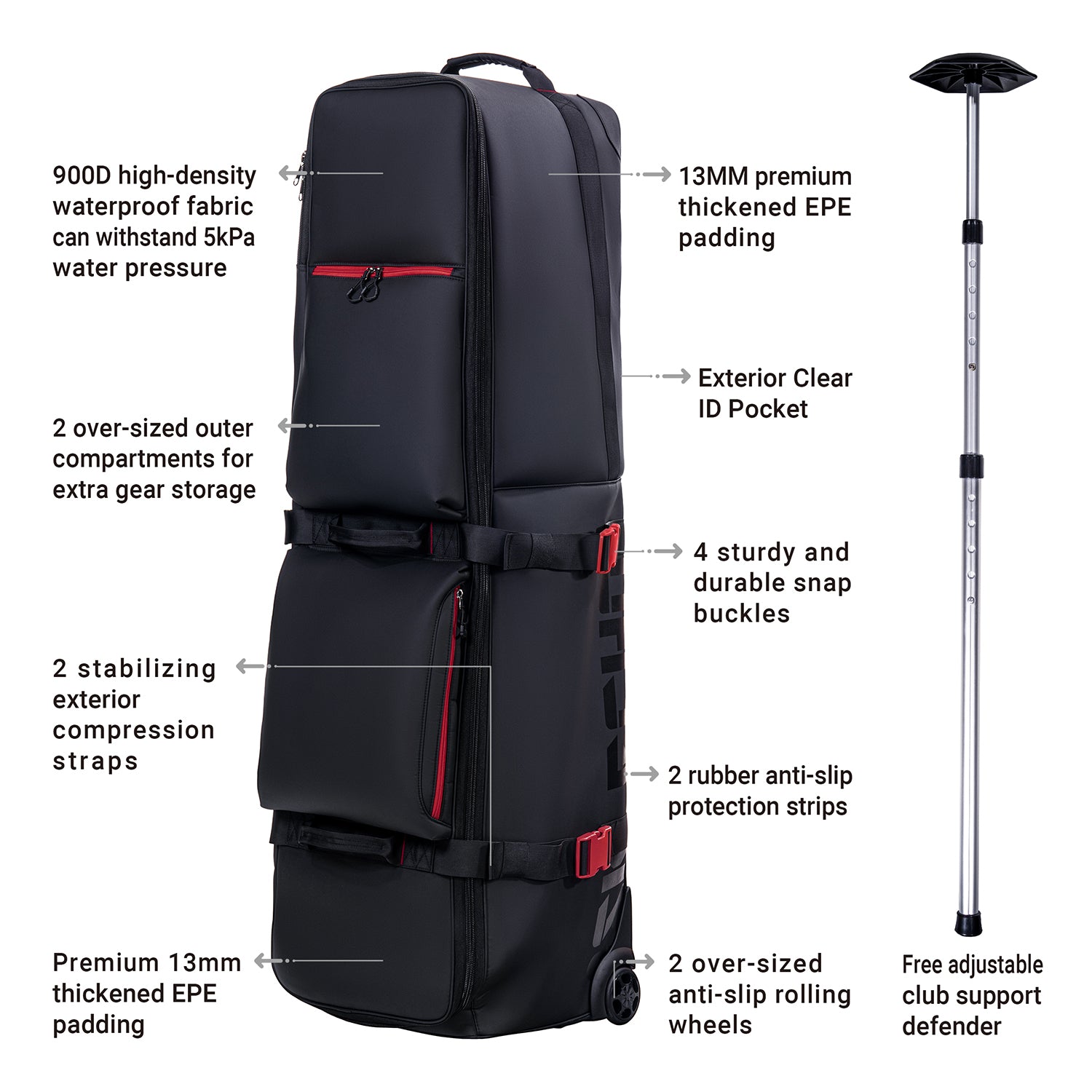 ASK ECHO 2025 LOCKLINK Roller Outdoors Golf Travel Bag Soft-Sided with Wheels / Black