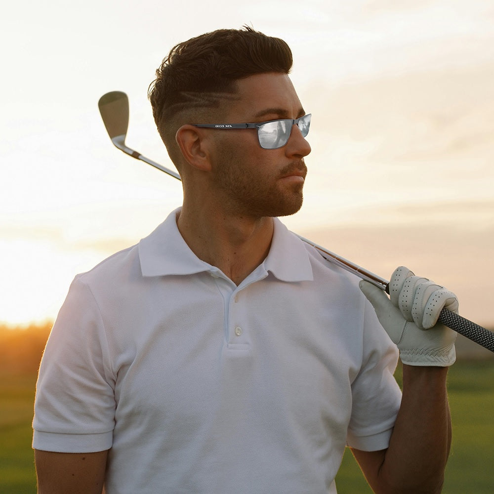 Ask Echo Golf Black Metal Frame Sunglasses / Silver