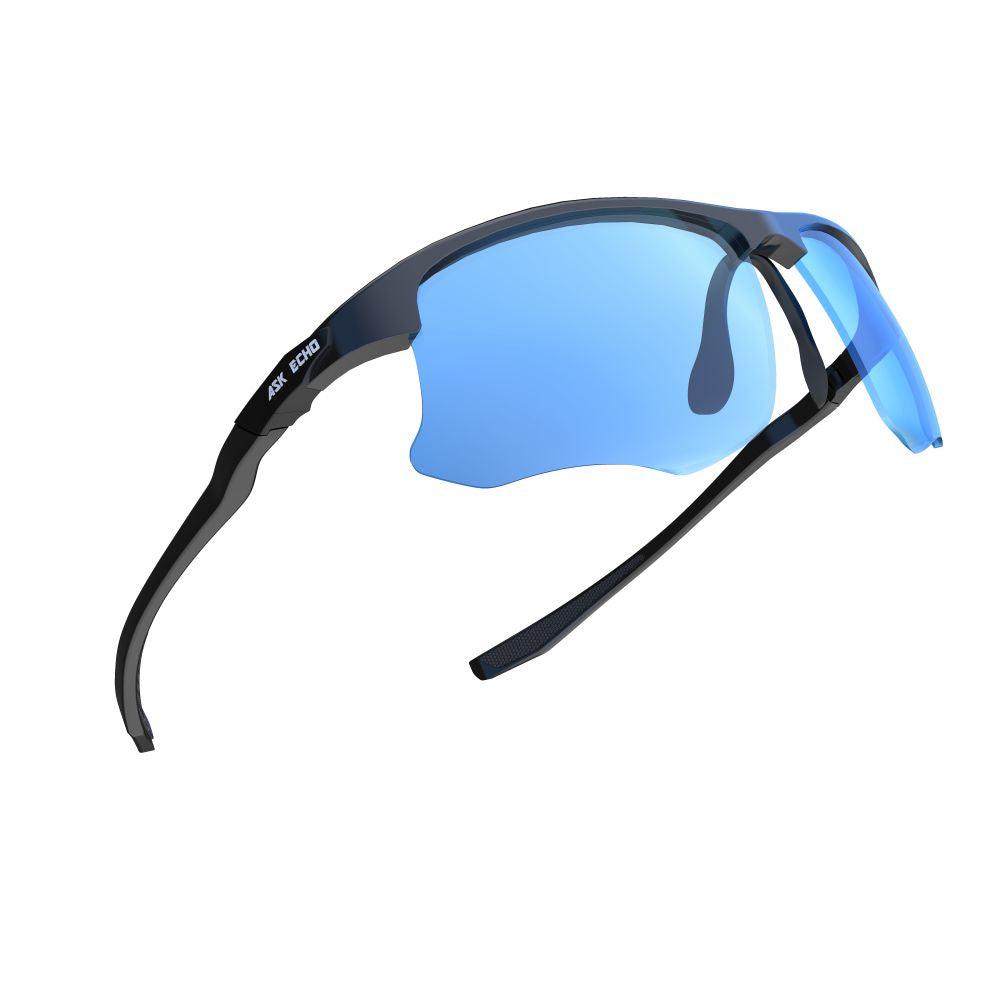 Ask Echo Golf Black Half Frame Sunglasses / Revo Blue