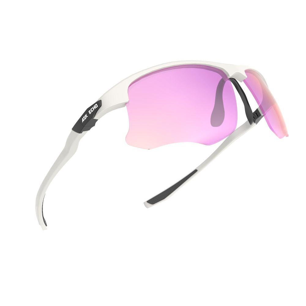 Ask Echo Golf White Half Frame Sunglasses / Pink