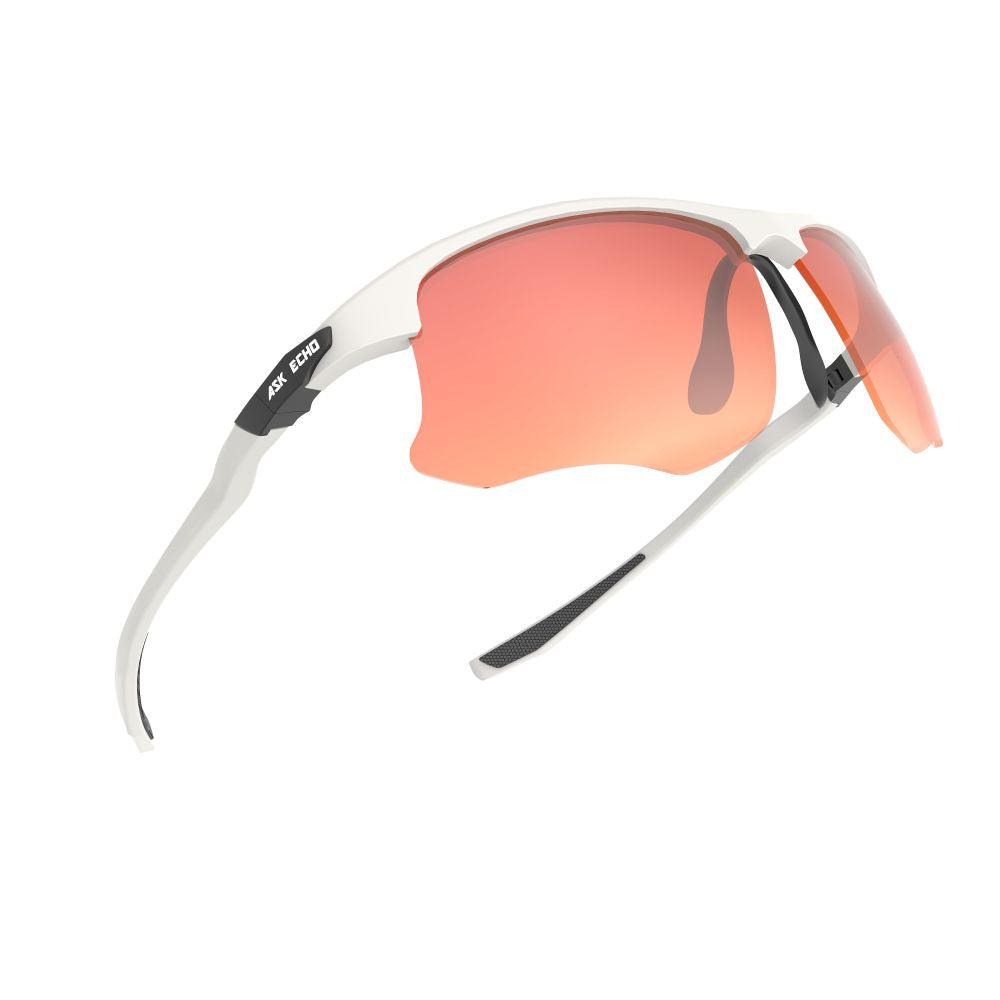 Ask Echo Golf White Half Frame Sunglasses / Revo Red