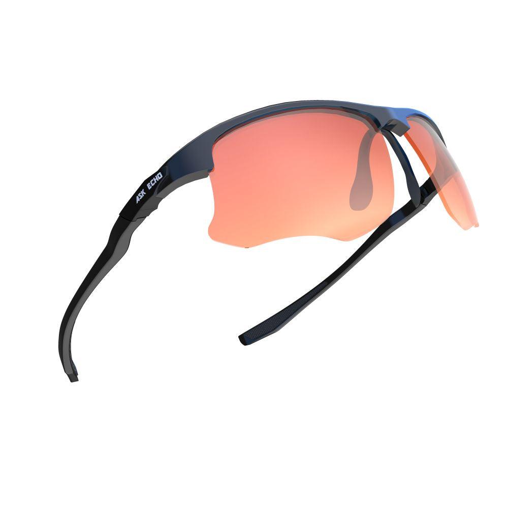 Ask Echo Golf Black Half Frame Sunglasses / Revo Red