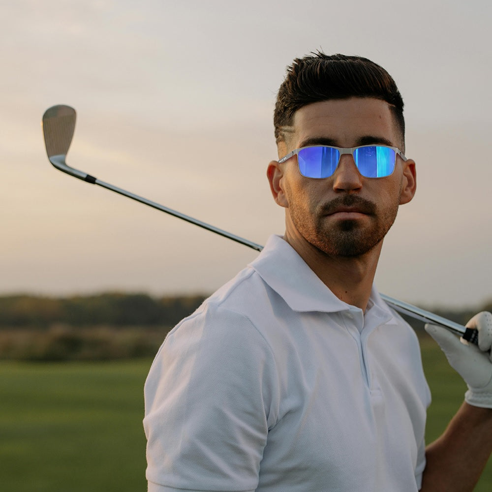 Ask Echo Golf Gunmetal Frame Sunglasses / Revo Blue