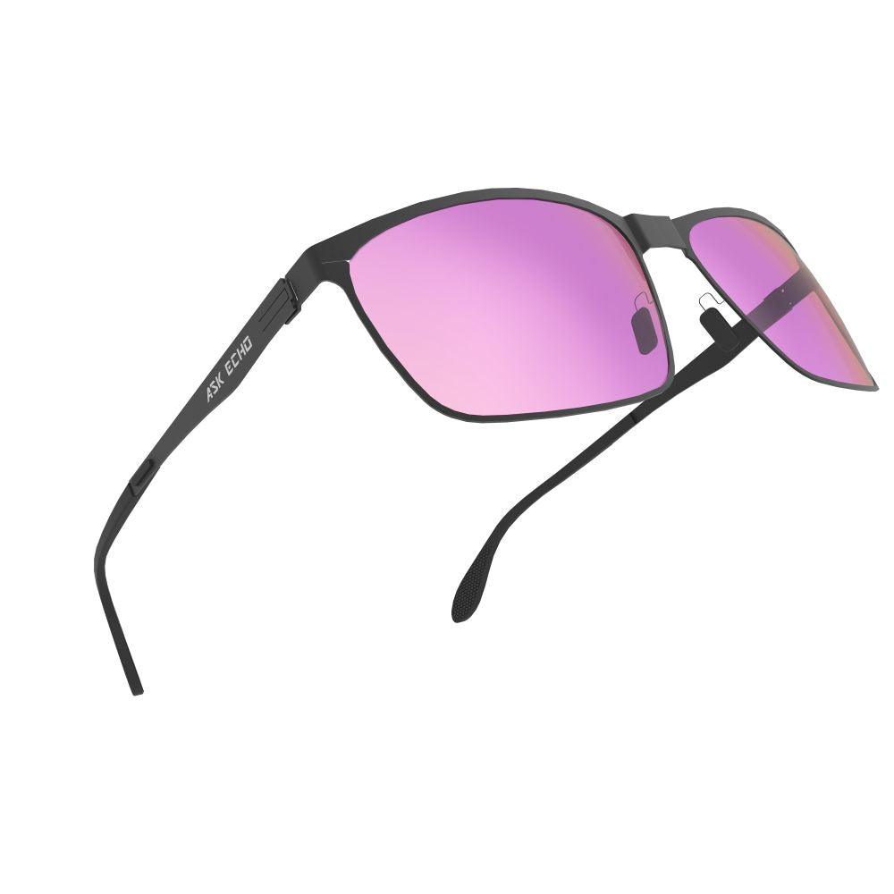 Ask Echo Golf Black Metal Frame Sunglasses / Pink