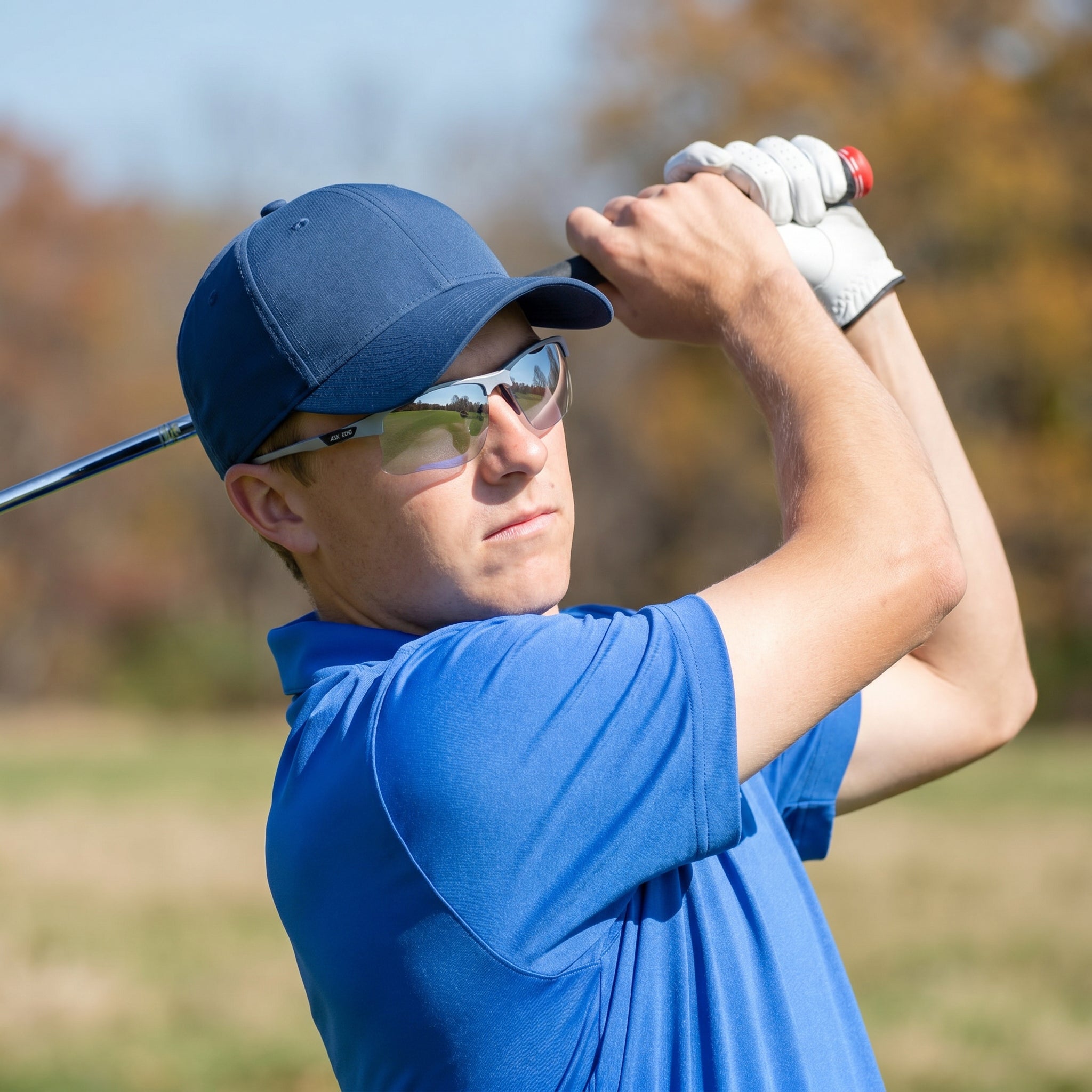 Ask Echo Golf Gunmetal Half Frame Sunglasses / Silver
