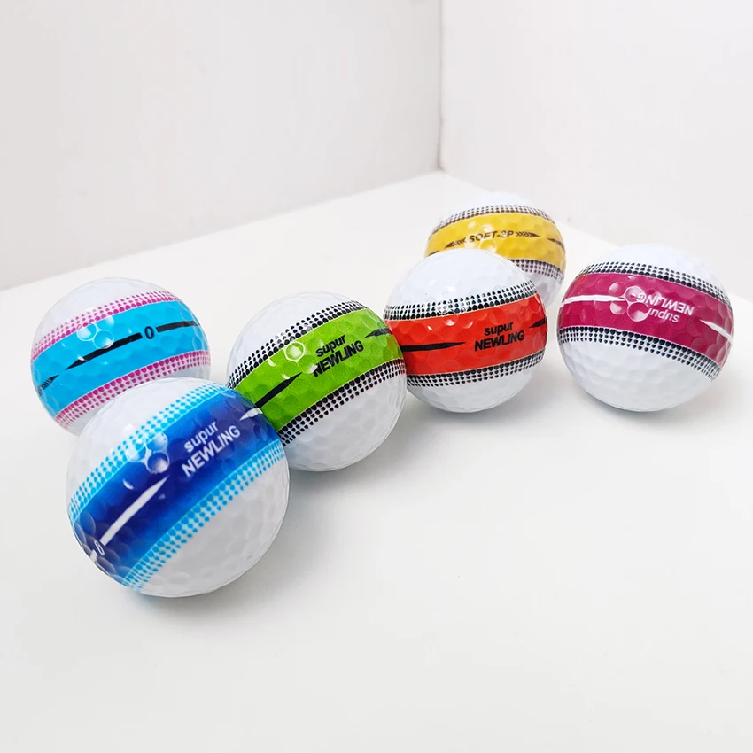 6PCS Golf Ball Three Layer PU Putter Golf Ball, 360° Precision Stable Shooting Line