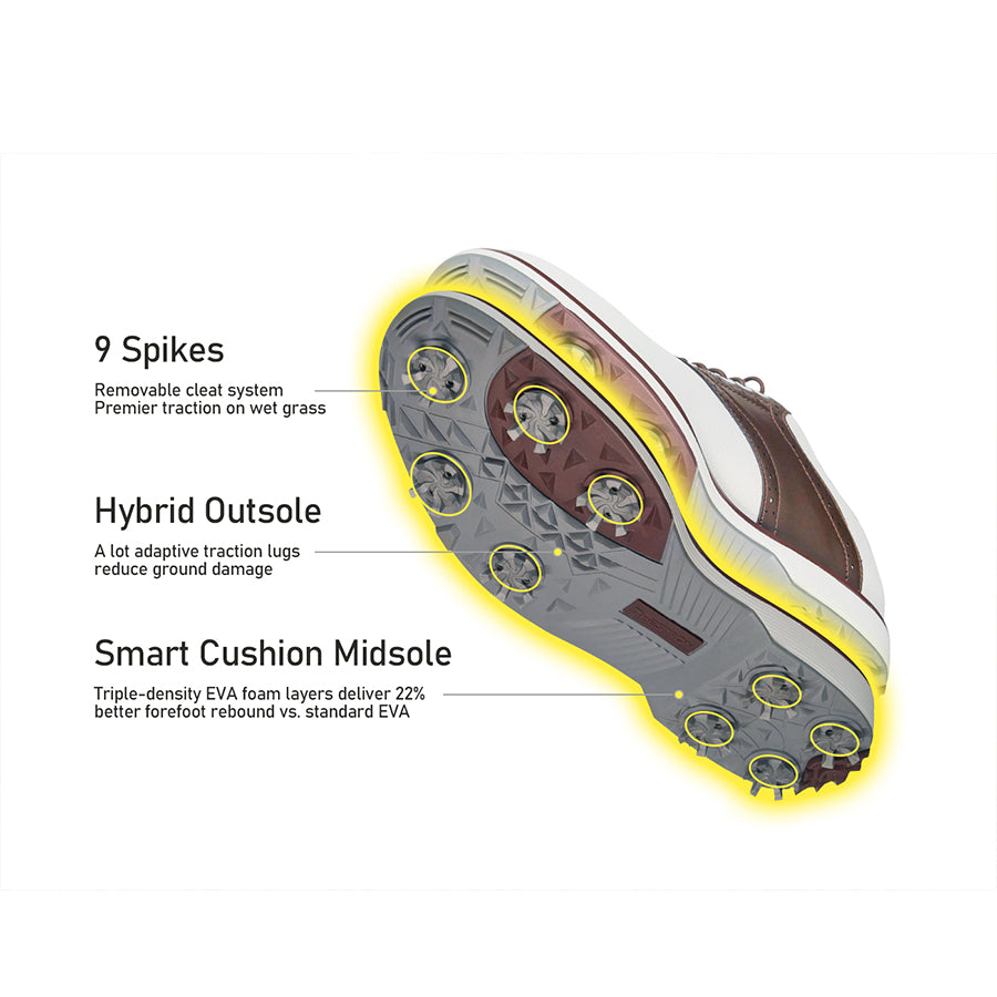 Ask Echo G1 Men's Professional Spikes Golf Shoes / Brown