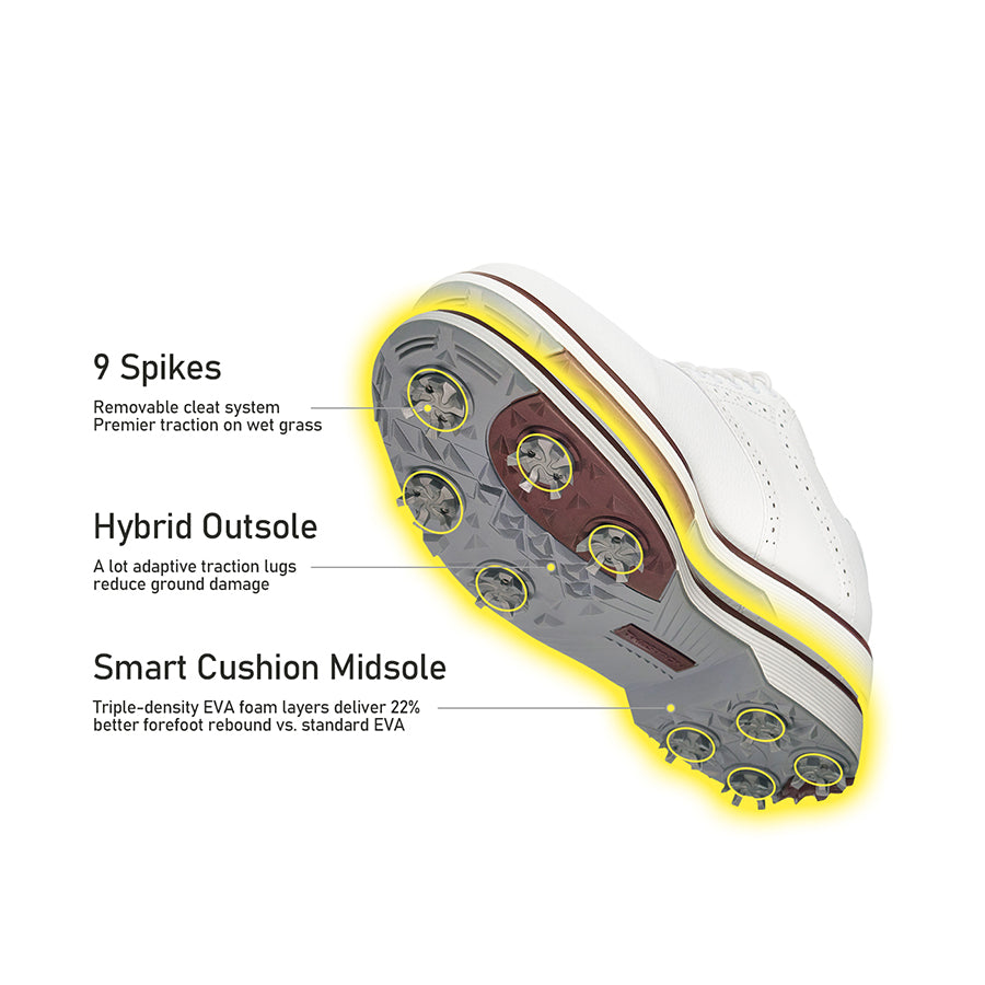 Ask Echo G1 Men's Professional Spikes Golf Shoes  / White