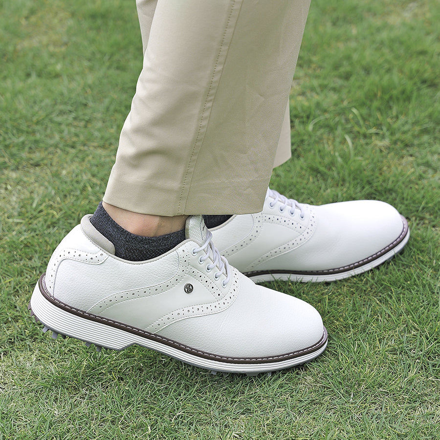 Ask Echo G1 Men's Professional Spikes Golf Shoes  / White