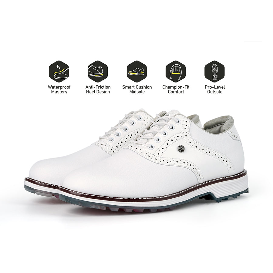 Ask Echo G3 Men's Professional Spikeless Golf Shoes / White
