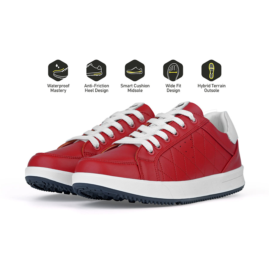 Ask Echo G2 Men's Professional Leather Golf Shoes / Red